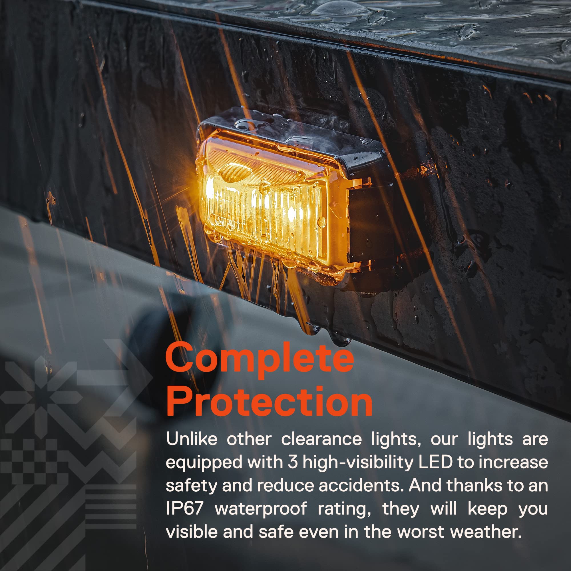 True Mods 12Pc 2.5'' Amber Led Trailer Marker Light W/Black Bezel [Dot Fmvss 108] [Sae P2Pc] [Surface Mount] [Waterproof Ip67] S