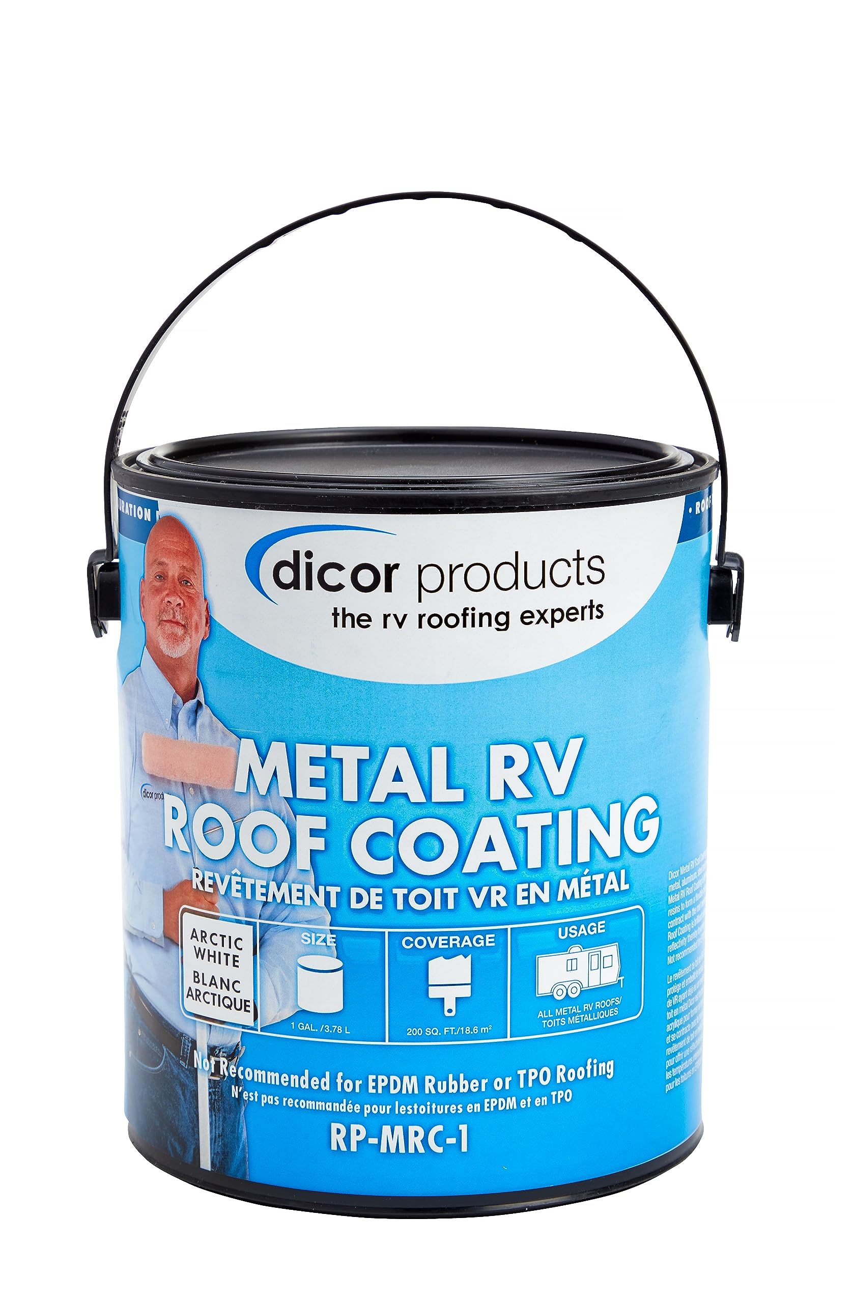 Dicor Rp-Mrc-1 Acrylic Elastomeric Coating For Metal Rv Roofing - White, 1 Gallon
