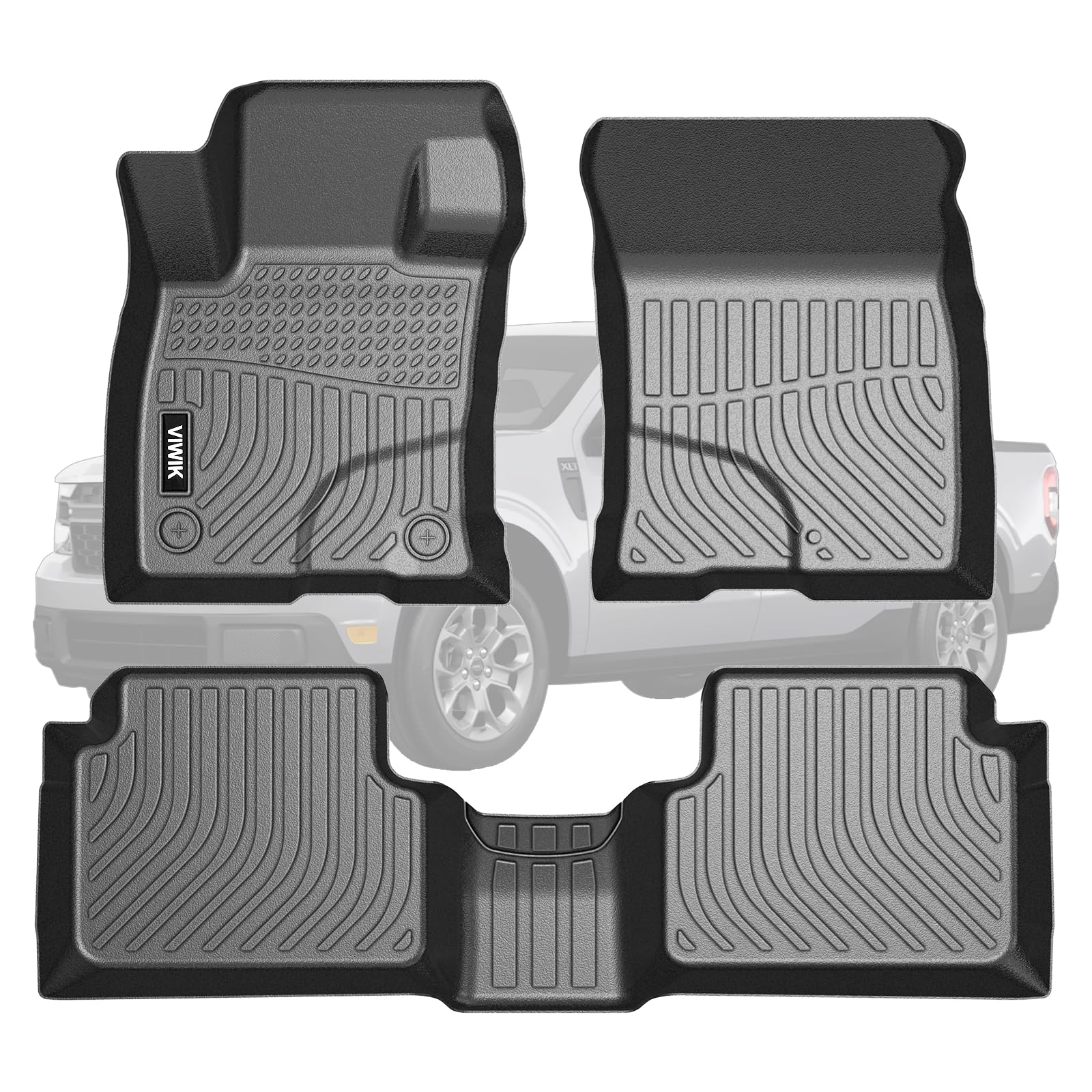 Viwik Floor Mats For Ford Maverick Fuel 2024-2022, Anti Slip 3D Floor Liners, Tpe Waterproof Car Mats, Custom Fit All Weather Pr