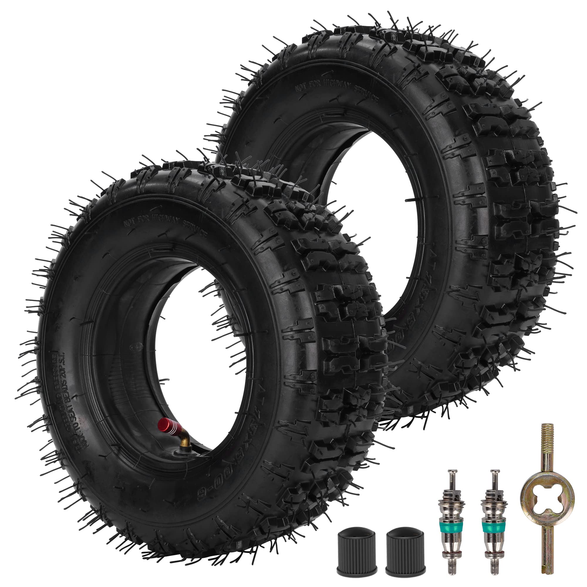 RUTU 13x5.00-6 13X5-6 Tire and Inner Tube with TR87 Angled Valve Stem for Razor Dirt Quads Yerf Dog Motovox Go Karts Dirt Bikes 