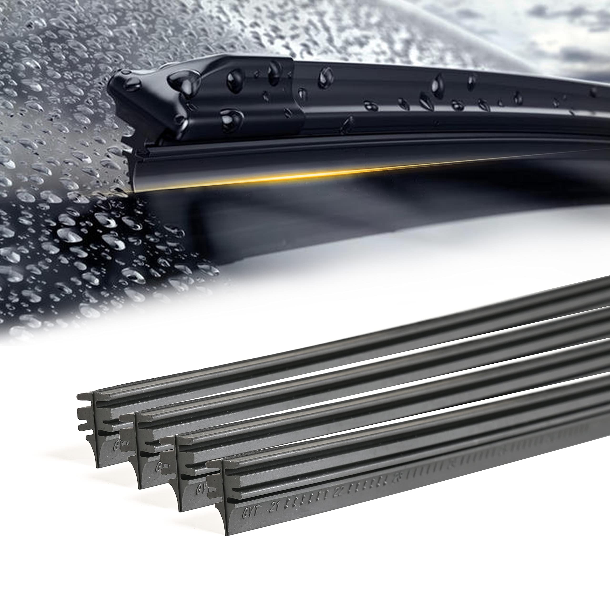 Raidbee Wiper Blade Refill,4 Pcs Adjustable Size Of Universal Replacement Windshield Wiper Refill Replacement For Tesla,Toyota,H