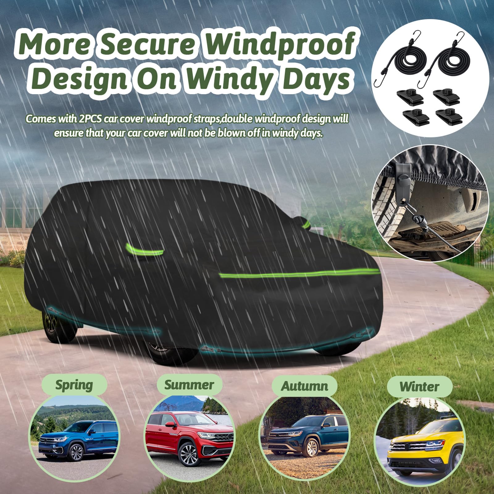 Beterny For Vw Atlas/Cross Sport (2017-2025) Waterproof Car Cover, 6 Layers 210T Sun Rain Uv Dust Snow Protection Outdoor Atlas