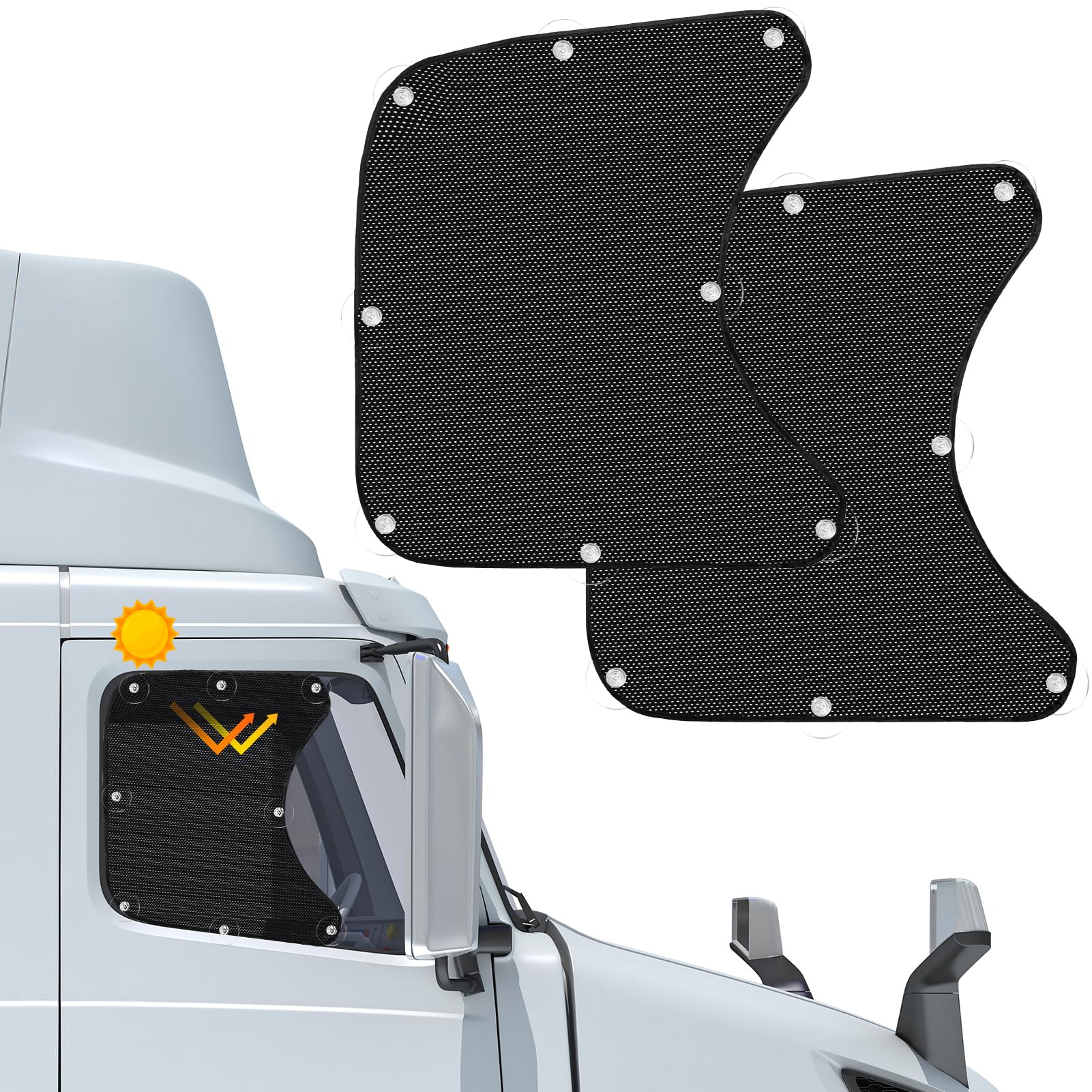 2PCS Side Window Sunshades for Semi-Truck,19.6x20.5inch Car Side Window Shade RV Semi Truck Accessories