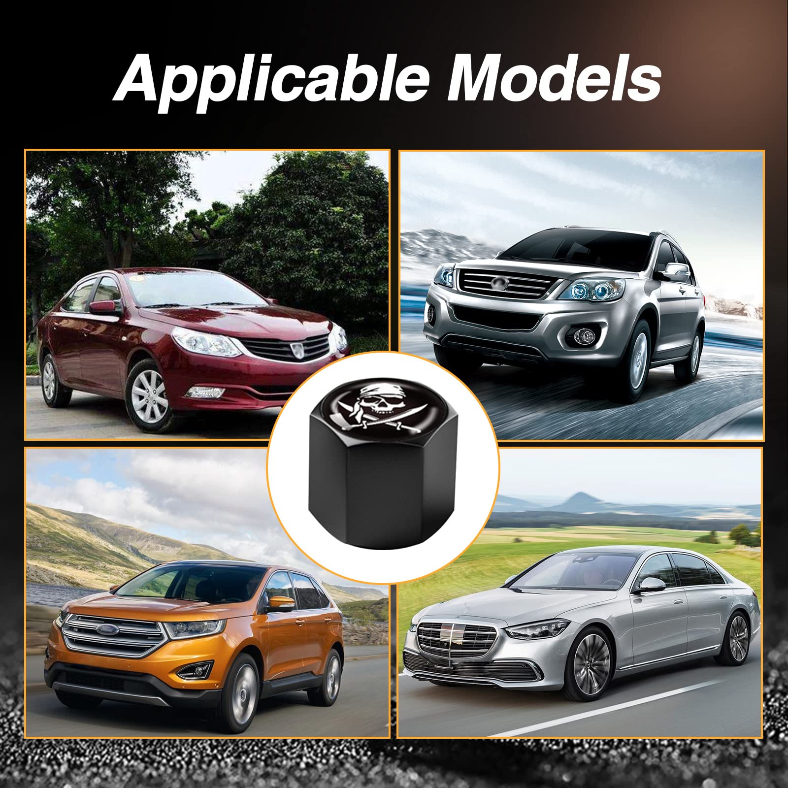 Ajxn 4 Pack Skull Car Wheel Tire Valve Stem Caps Airtight Dust Proof Covers Universal Tire Air Valve Caps For Cars, Trucks, Bicycles, Car Accessories For Men And Women (White Scarf Skull #29)