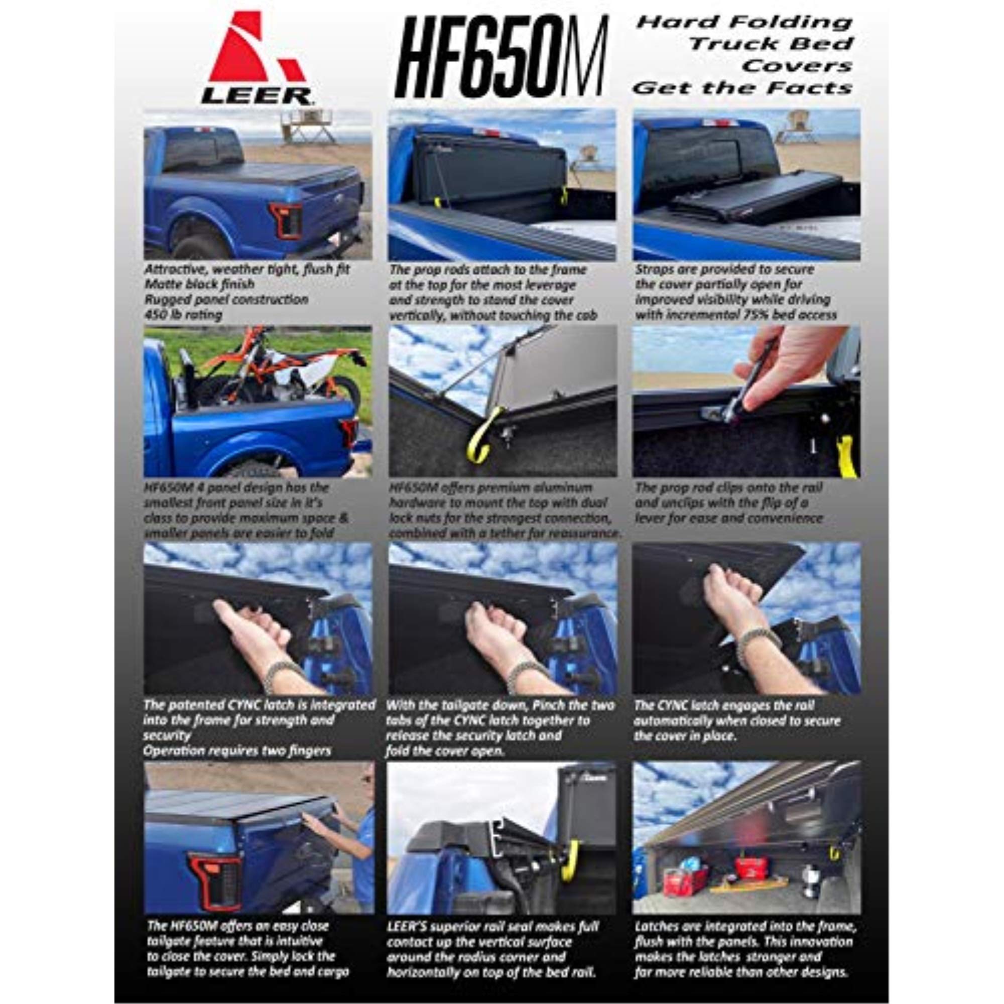 Leer Hf650M | Fits 2019+ Ram 1500 With 6.4 Ft Bed W/O Rambox | Hard, Quad-Folding, Low Profile Tonneau Cover | Does Not Fit With