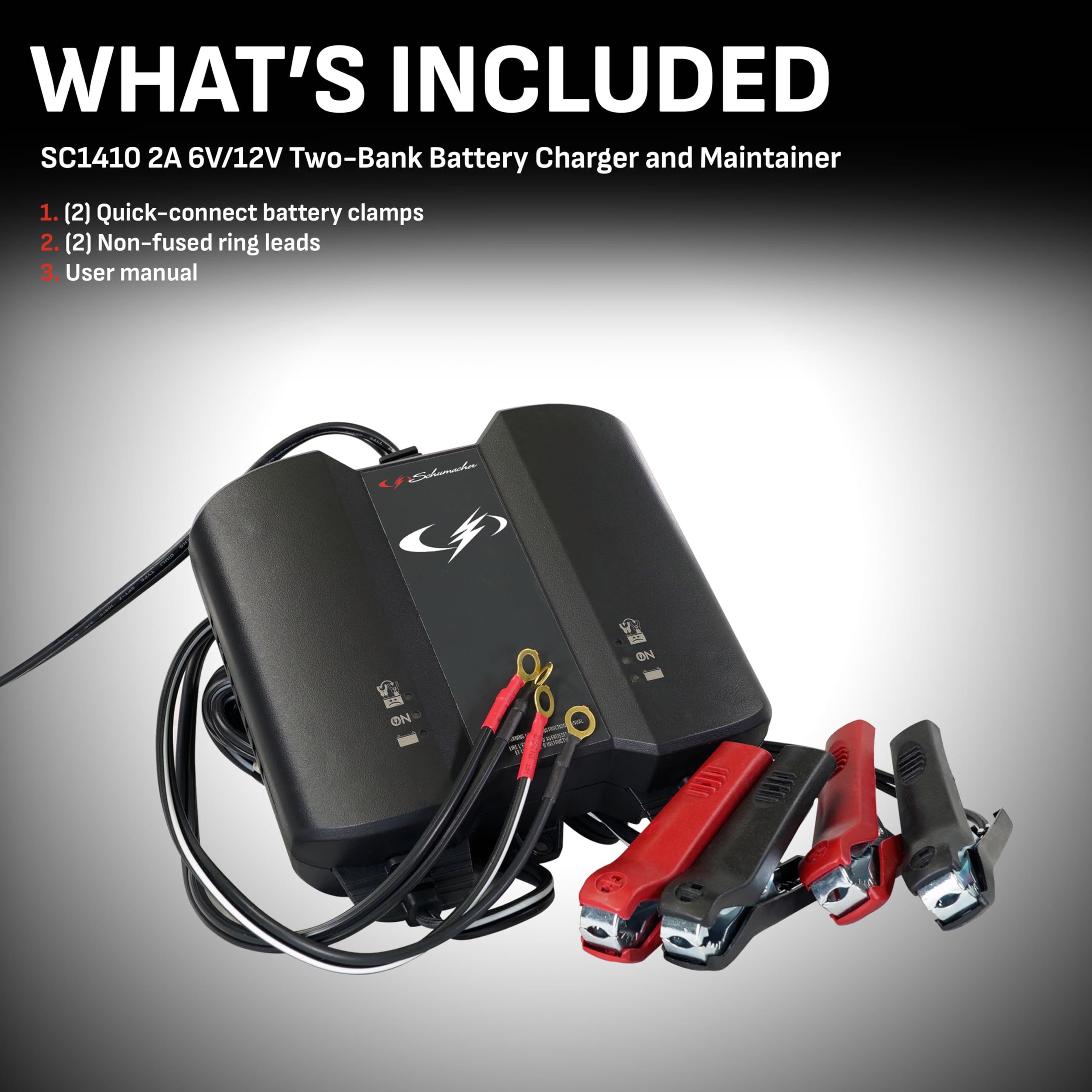 Schumacher Electric Sc1410 6V/12V Two-Bank 2A Battery Charger/Maintainer , Black