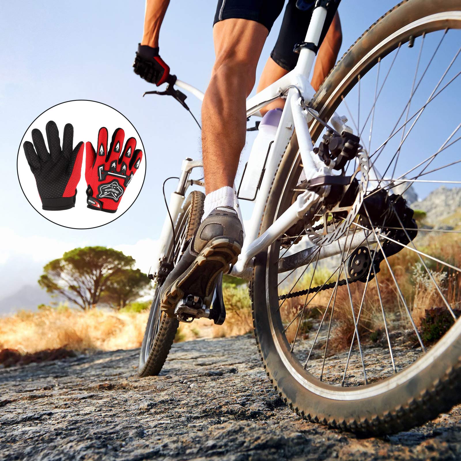 Frienda Motorcycle Gloves Riding Dirty Bike Gloves Racing Winter Power Sports Supplies For Riding Cycling Hiking Outdoor(Red,7.0