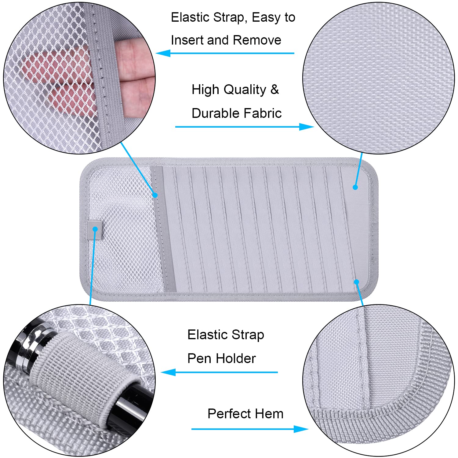 Wisdompro Car Cd Case Holder, Vehicle Sun Visor Organizer For Cars With 12 Dvd Storage Sleeves, 1 Mesh Pocket, 1 Pen Holder And