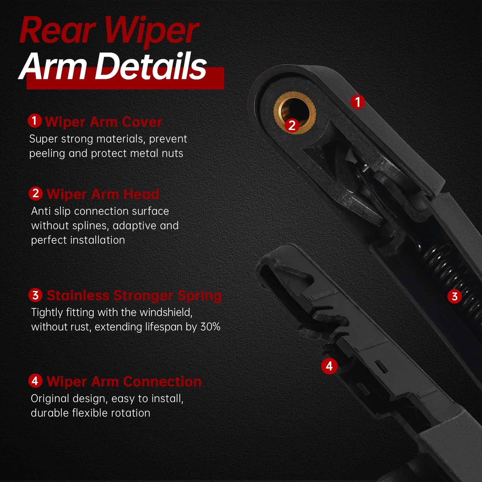 Otuayauto 9L1Z17526A Rear Wiper Arm Blade Set - Replacement For Ford Expedition/Lincoln Navigator 2009-2016