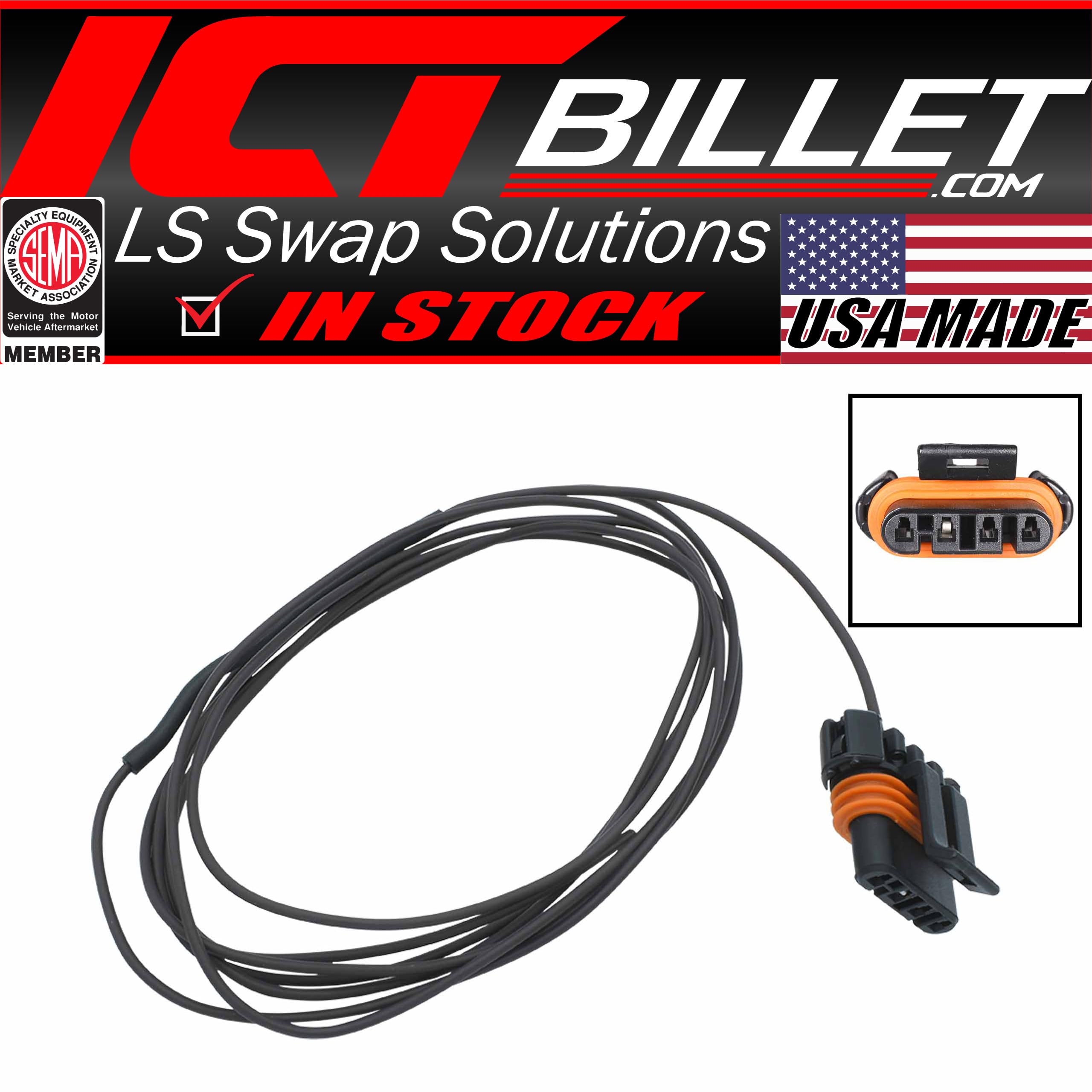 Ict Billet - 96'' Resistor Wire Pigtail Converts 12V To Signal - Ls Gen Iii - 4 Pin Alternator 105A Wpalt31 Assembled In Wichita