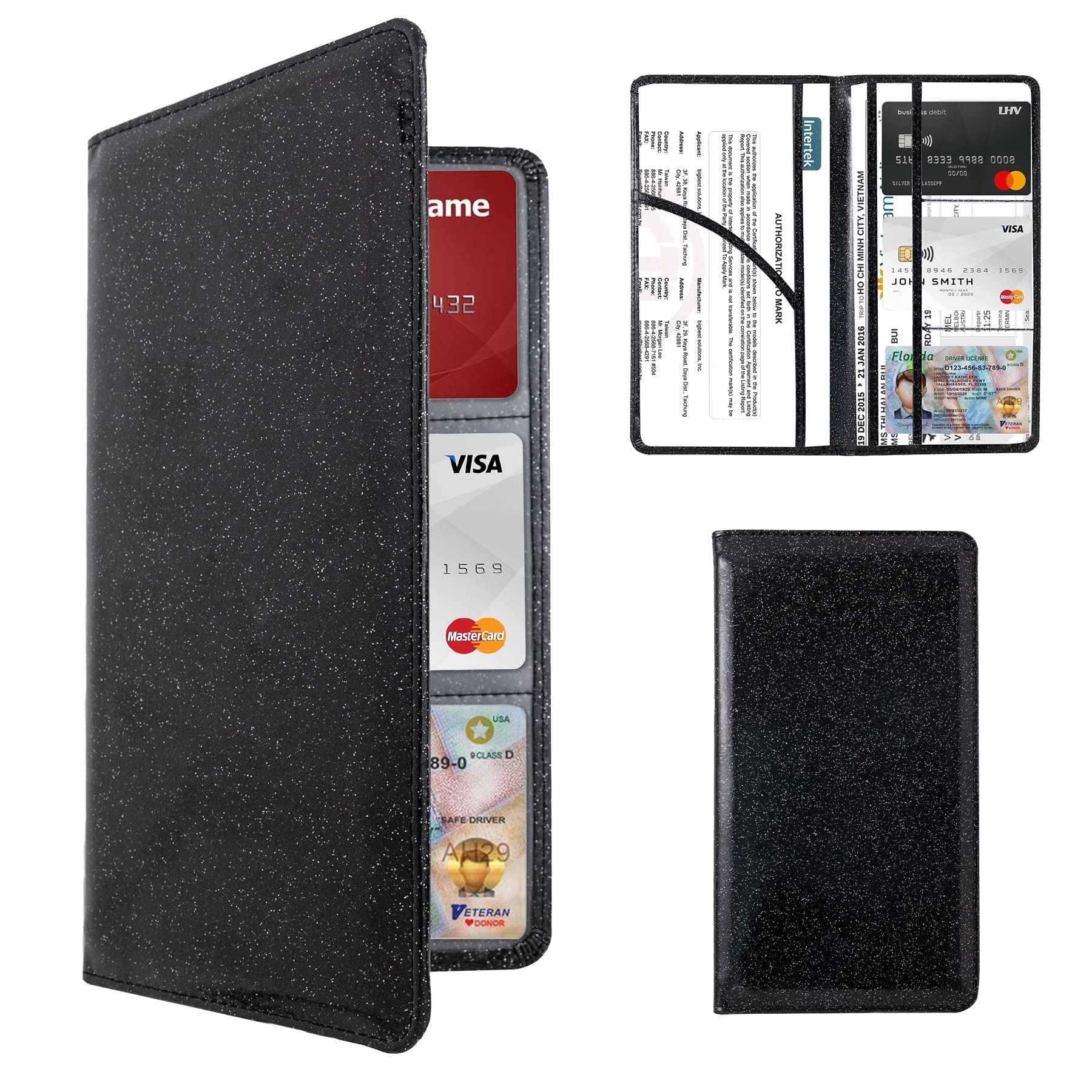 Dalueery.H Car Registration and Insurance Holder Registration and Insurance Card Holder Car Essentials for Women(bling black)