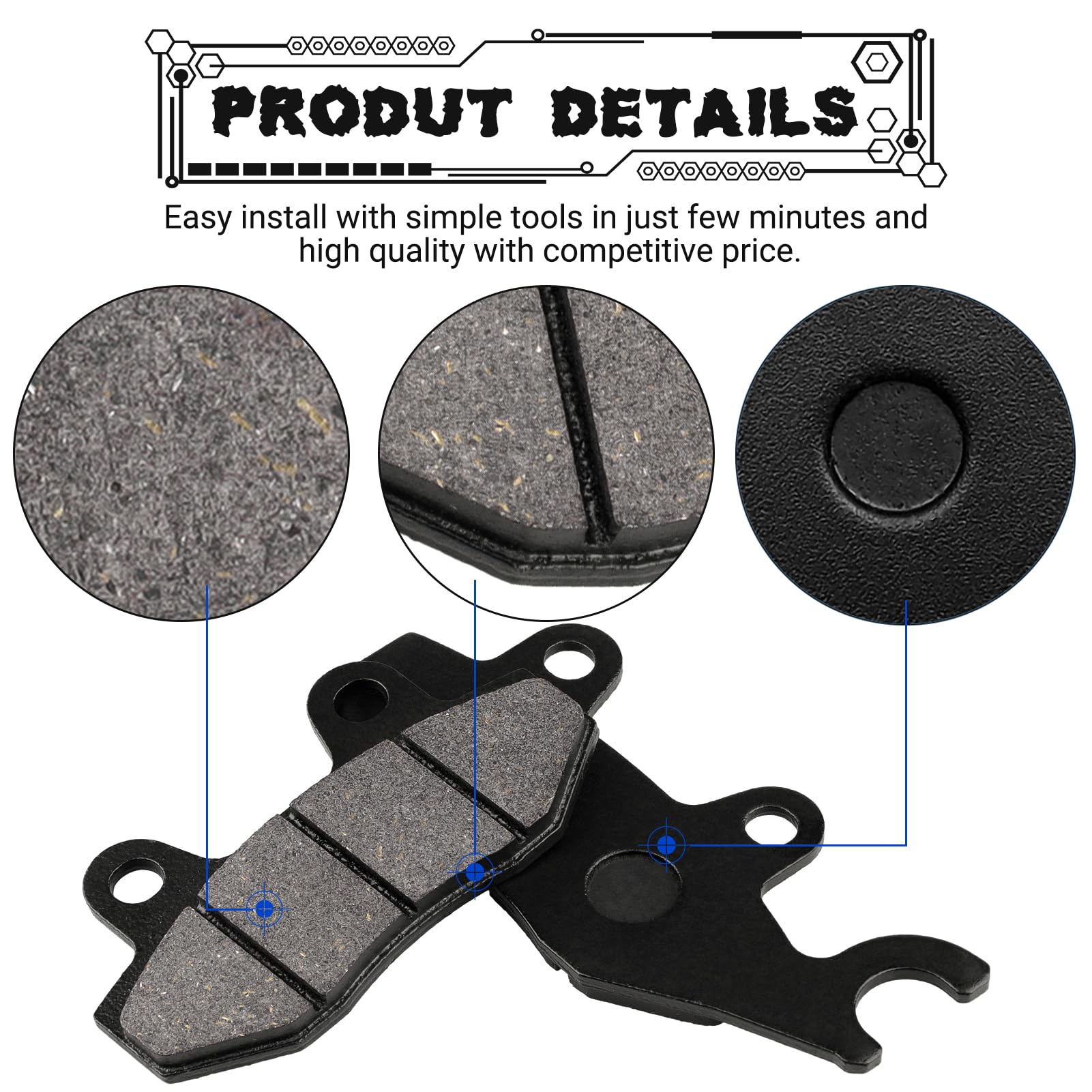 Locopow Front Rear Brake Pads For Kawasaki Ninja 250R 300 400 Ex250 Ex300 Ex400 2008-2023 W175 2018-2019 Z250Sl 2014-2018 Z400 K