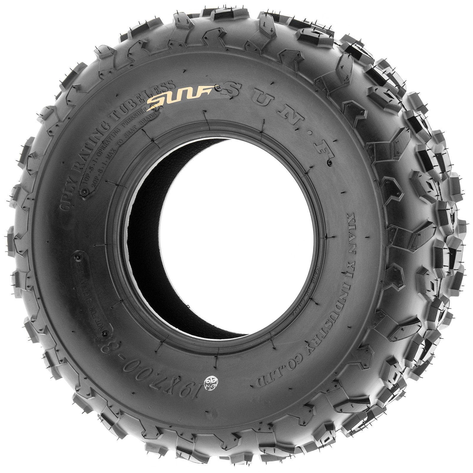 SunF A014 XC Sport-Racing Go-Kart & Quad ATV 19x7-8 Knobby Tire, 6 PR, Tubeless