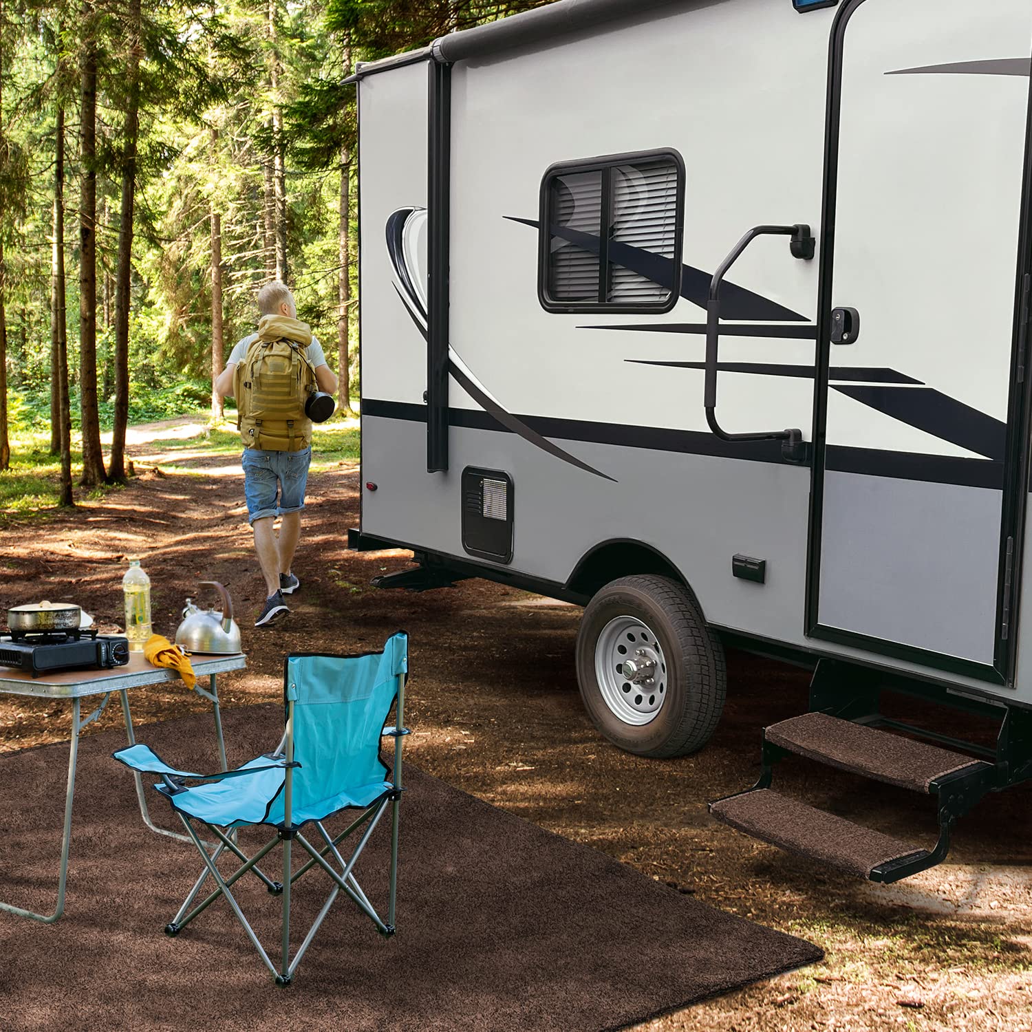 Prest-O-Fit 2-0203 Wraparound+Plus Radius Step Rug, 22 - Espresso