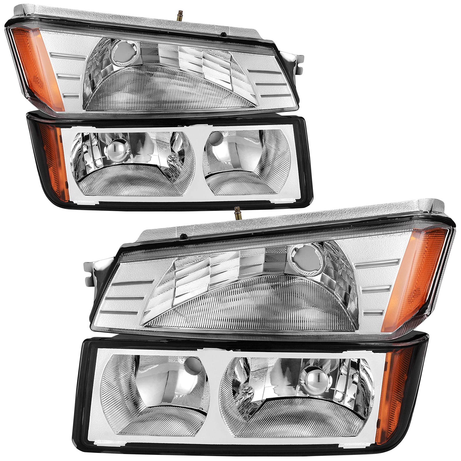 Autosaver88 Headlight Assembly Compatible With 2002-2006 Chevy Avalanche With Body Cladding(Chrome Housing)