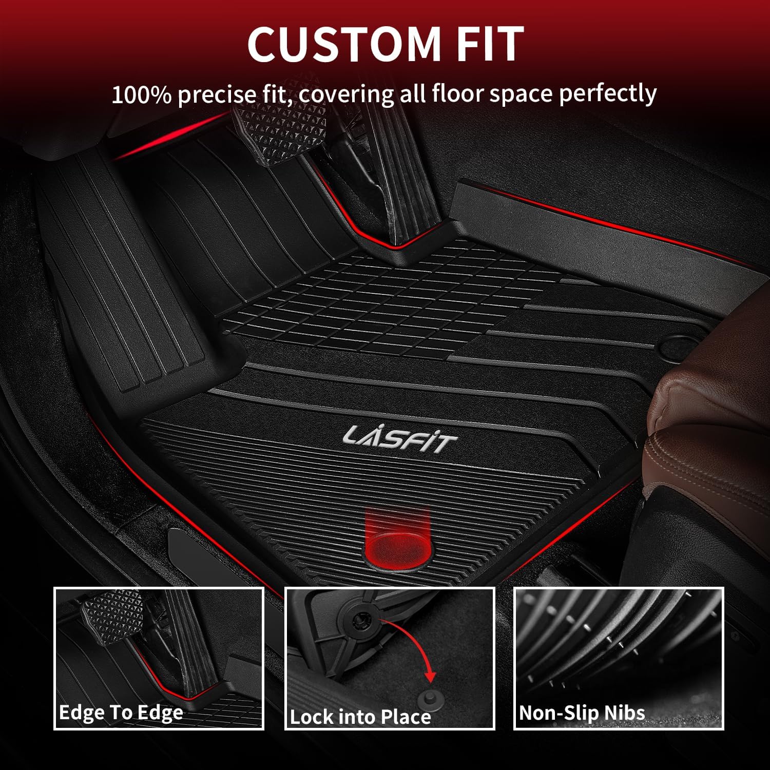 Lasfit Floor Mats Fit For 2020-2025 2026 Bmw X6 G06 M M50I M60I Sdrive40I Xdrive40I, Custom Fit Tpe All Weather Waterproof Floor