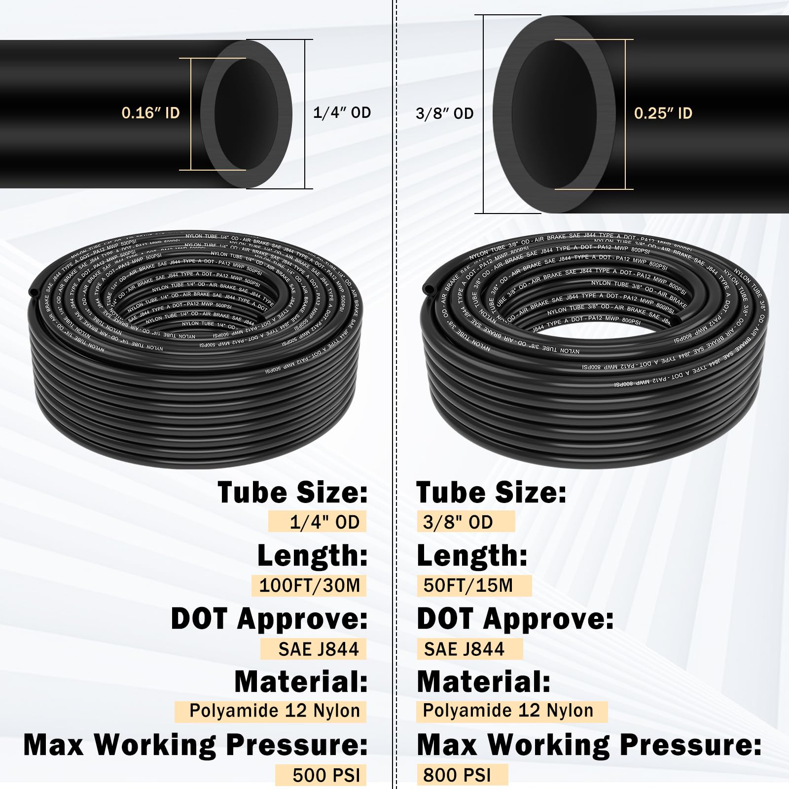 Cheemuii 76 Pcs Brass Dot Air Line Fittings With 100Ft 1/4 '' And 50Ft 3/8 '' Dot Air Line Kit Push Lock Air Fitting Quick Conne