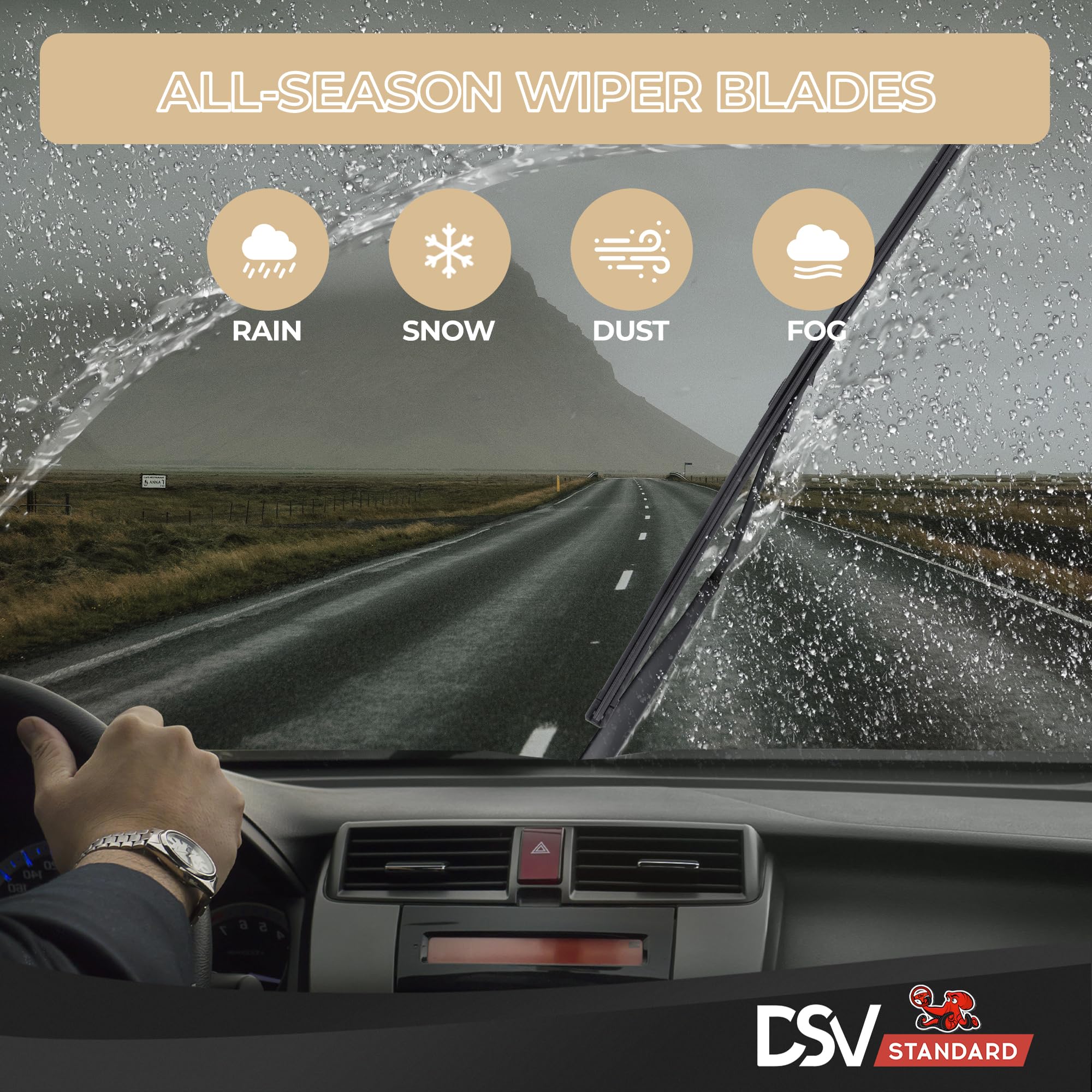 Dsv Standard Windshield Wiper Blades, 26    And 16    Car Wiper Blades With Universal U/J Hook, Automotive Replacement Wiper Bla