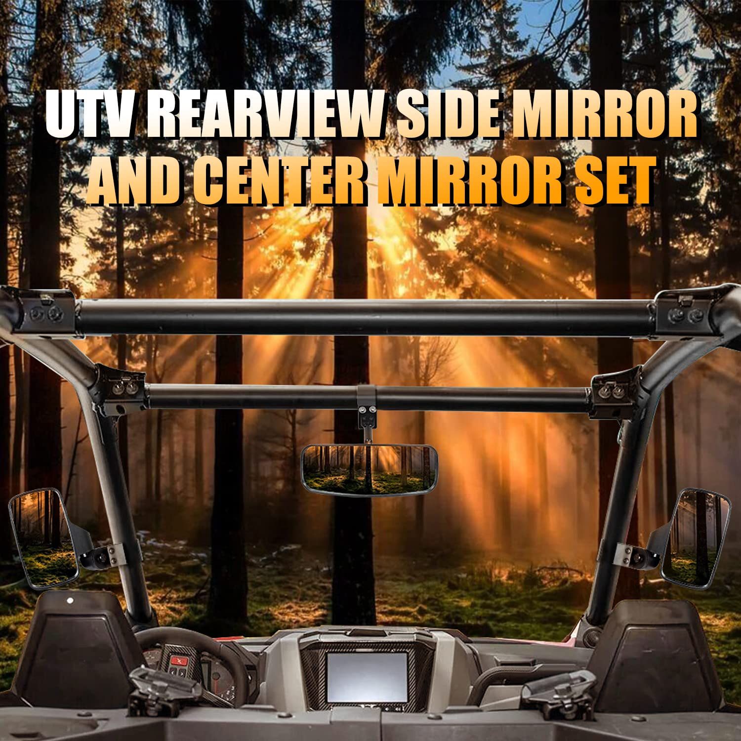RANSOTO Defender UTV Side Mirror And Center Mirror Compatible With Polaris Ranger XP 500, 570, 900, 1000, Ranger Diesel, ETX/EV,