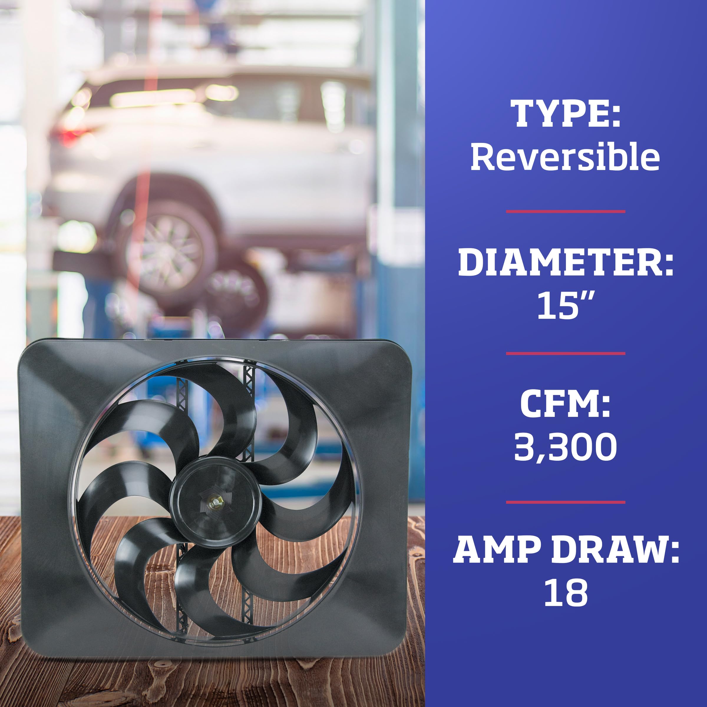 Flex-A-Lite Black Magic X-Treme S-Blade Reversible Electric Fan, Pusher-Puller Fan (180), Car Accessories, 15 Inches