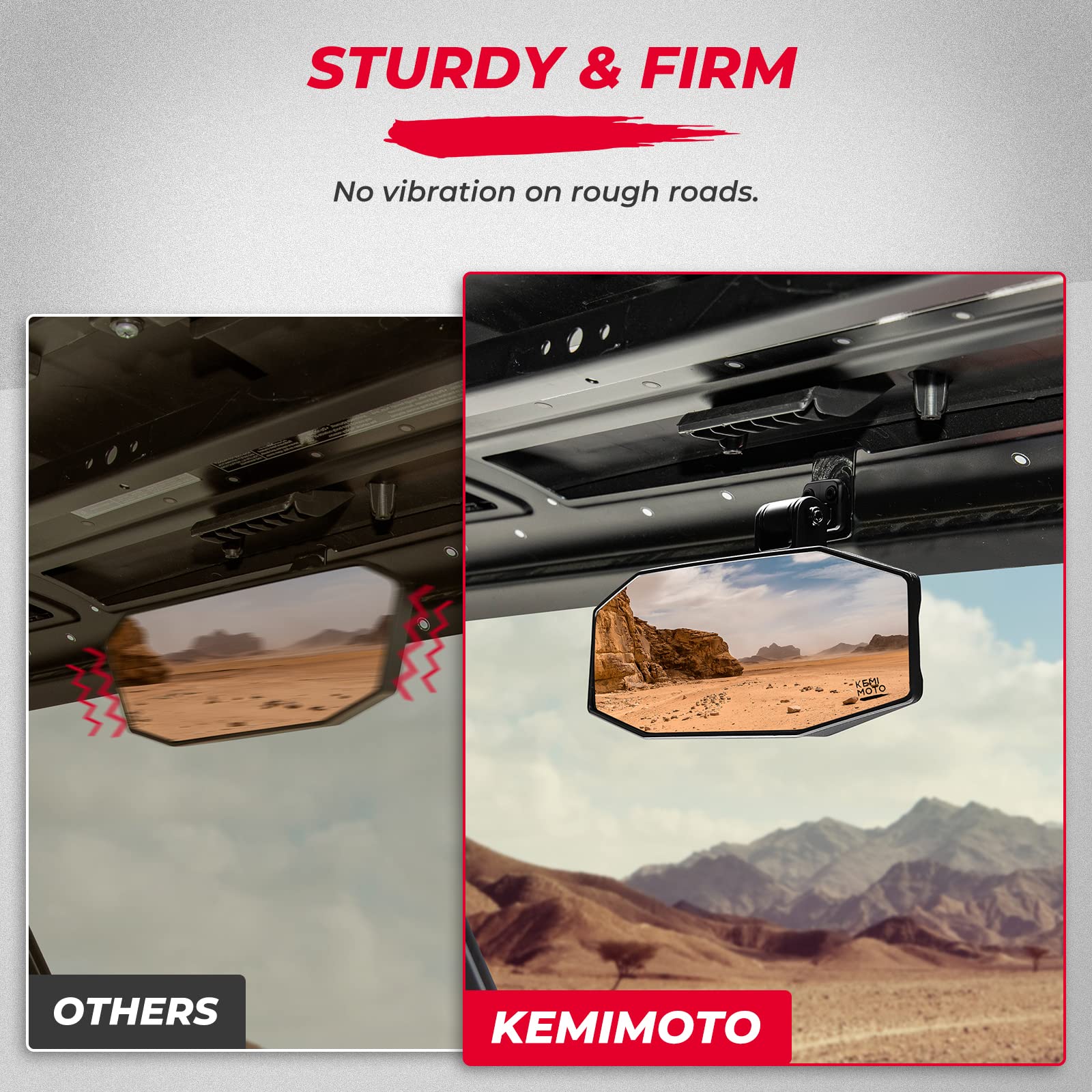 Kemimoto Rear View Mirror Tool-Free Adjustable Compatible With Polaris Ranger 1000 Xp 900 500 570 / Crew Rearview Mirrors Access