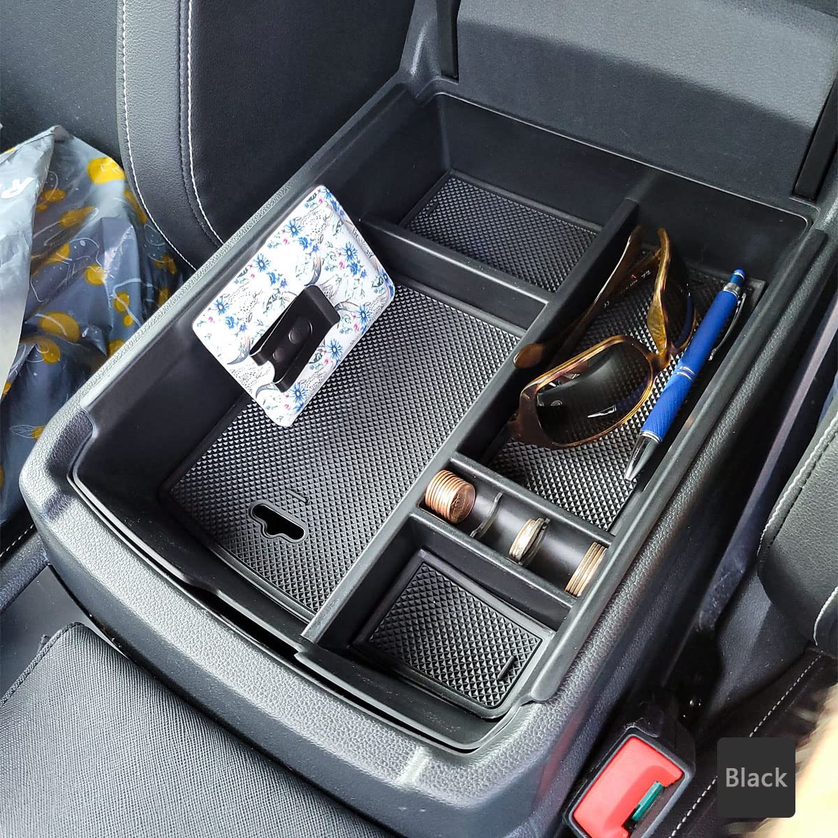 Edbetos Center Console Organizer Tray Compatible With Atlas Accessories 2018 2019 2020 2021 2022 2023 Secondary Armrest Storage Glove Box Divider Abs Black Materials (Black Trim)