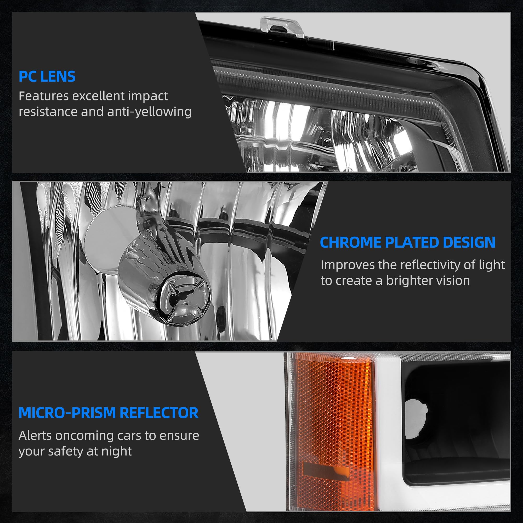 Autosaver88 Headlight With Led Drl Compatible With 2003 2004 2005 2006 Chevy Avalanche Silverado 1500 1500Hd 2500 2500Hd 3500/20