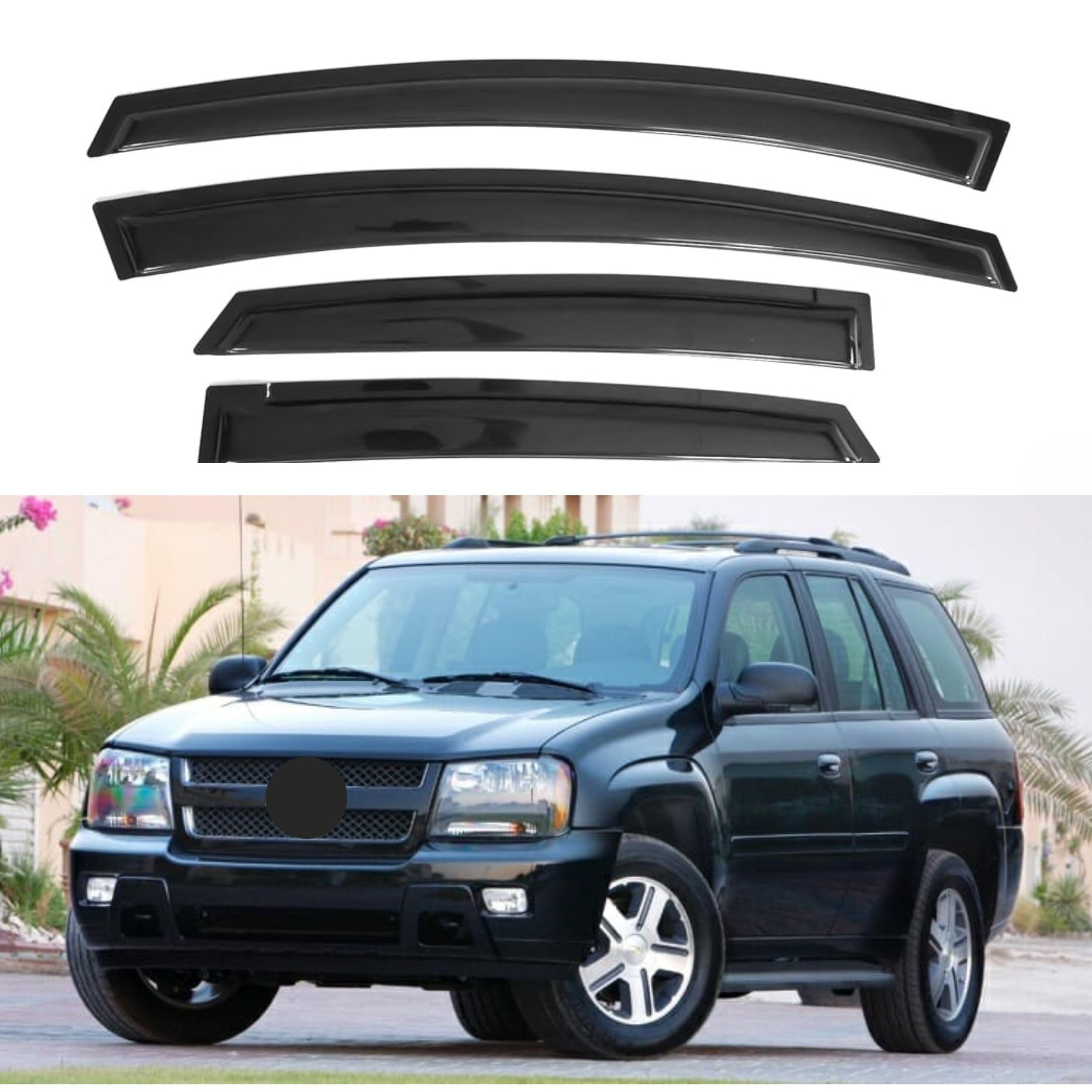Ig Window Visor For Chevy Chevrolet Trailblazer 2002-2009 & Trailblazer Ss 2006-2009, Rain Guard Tape-On Extra Durable Side Vent