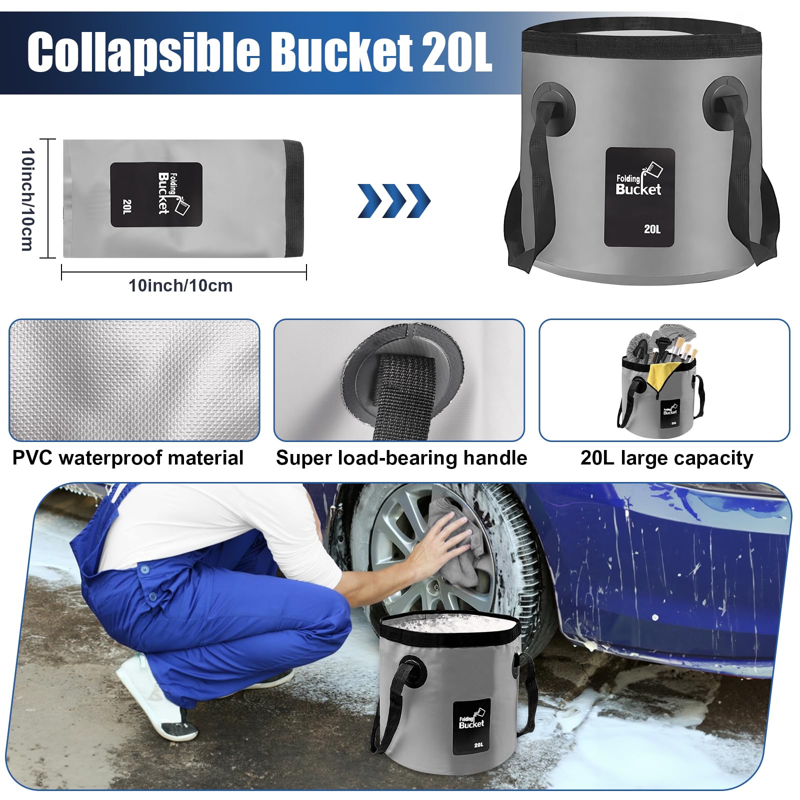 Viewsun 21Pcs Car Cleaning Kit With High Power Handheld Vacuum, Car Wash Mop With Long Handle, Bucket, Detailing Brush Set, Wind