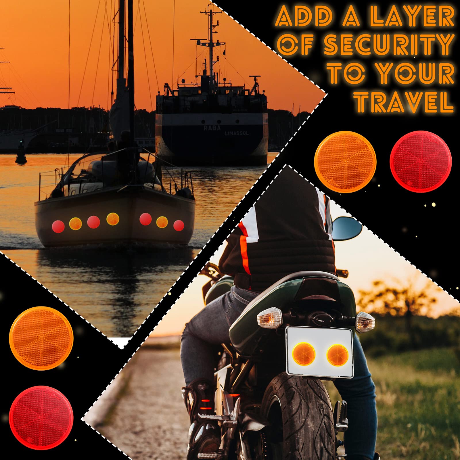 16 Pieces Round Reflectors 3'' Stick on Reflector Quick Mount Bicycle Reflectors Adhesive Motorcycle Safety Reflector for Cars,