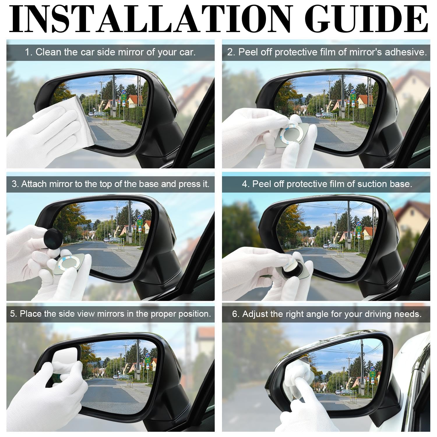 Livtee Blind Spot Mirror,Rhombus Shaped Hd Glass Frameless Convex Rear View Mirror With Wide Angle Adjustable Stick For Cars Suv