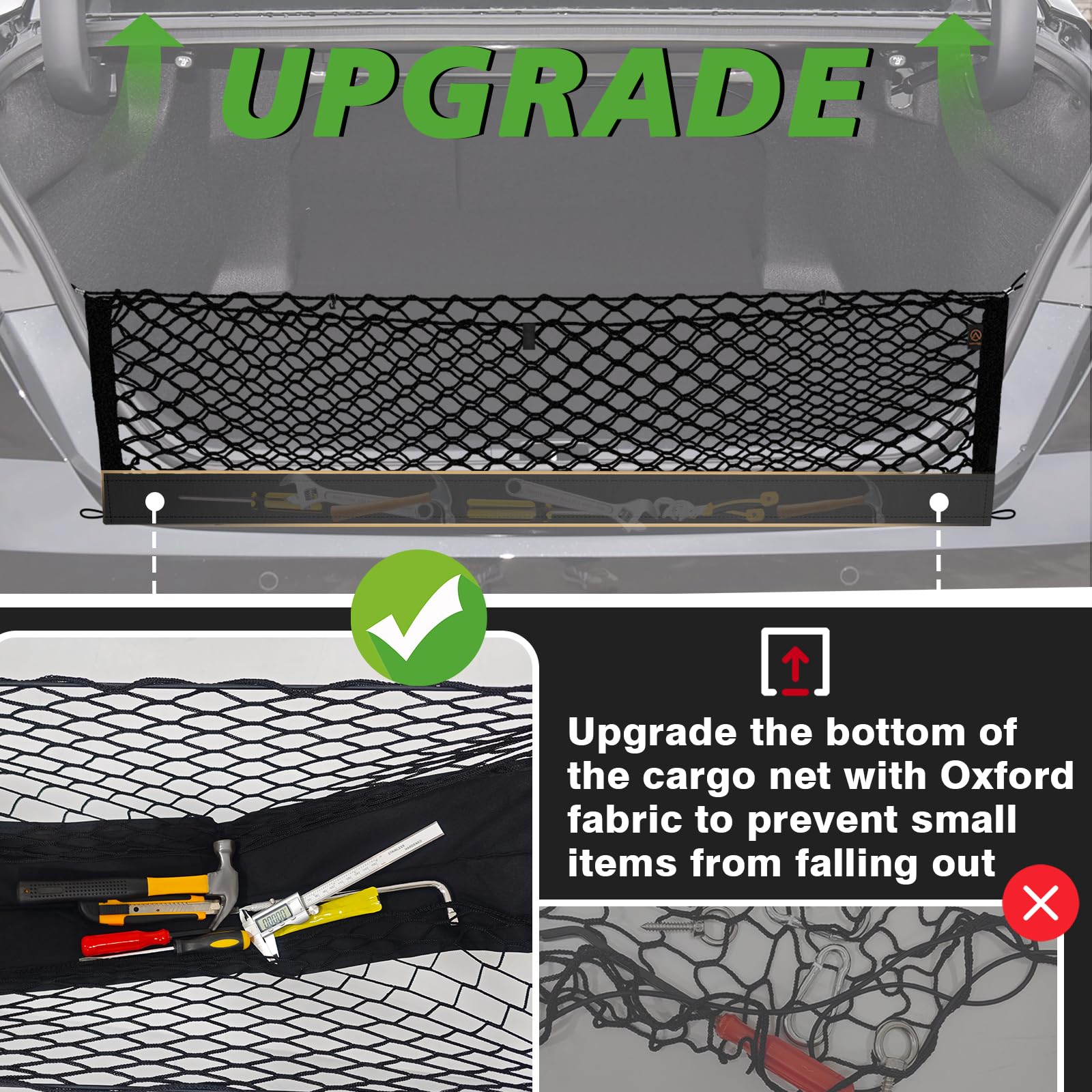 Muslogy Envelope Style Trunk Cargo Net Compatible With 2018-2024 2025 Toyota Camry Accessories Custom Fit Trunk Organizer Upgrad