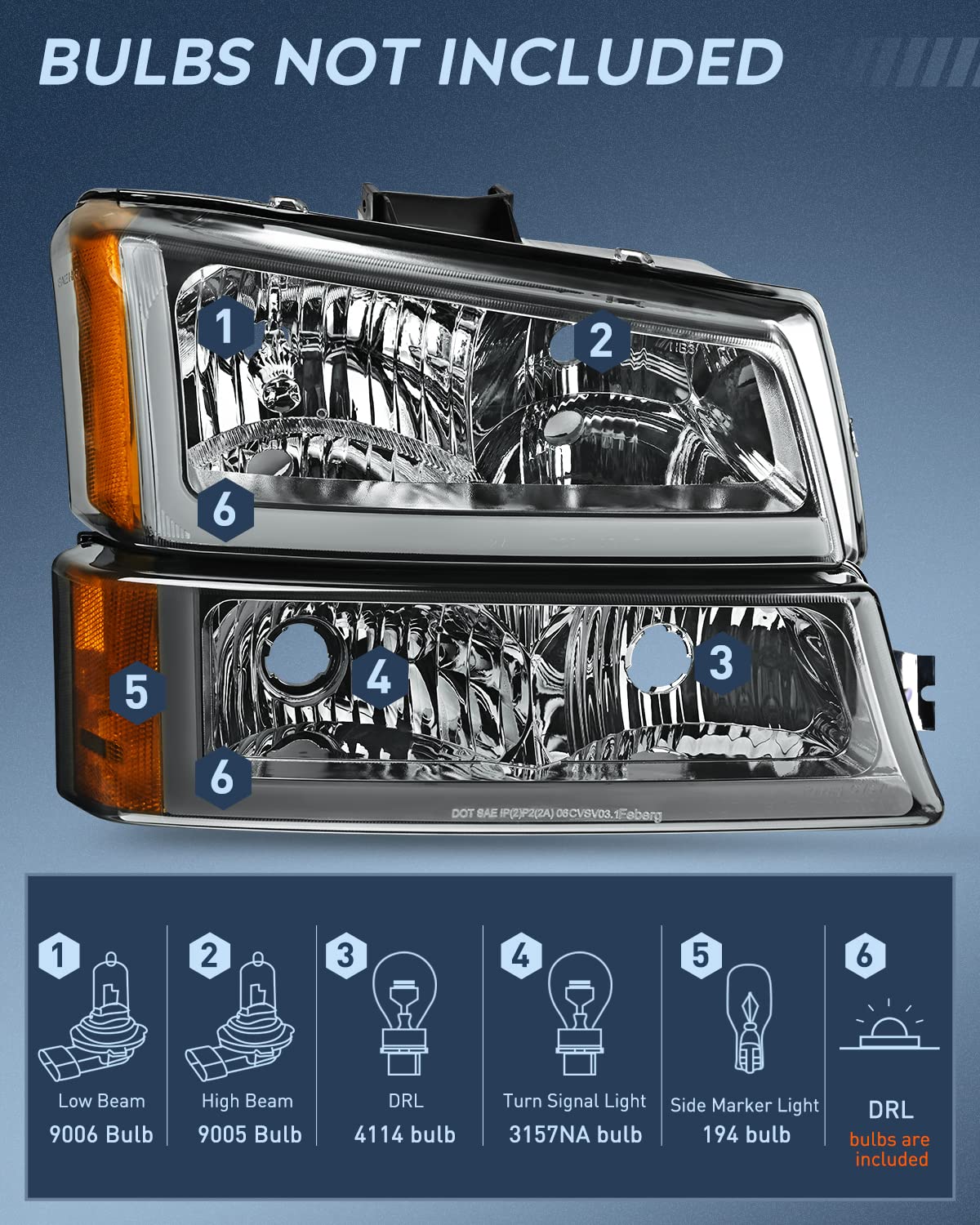 Nilight Headlights Assembly For 03 04 05 06 Chevy Silverado Avalanche 1500 2500 3500/07 Chevrolet Silverado Classic Headlamp, Sm