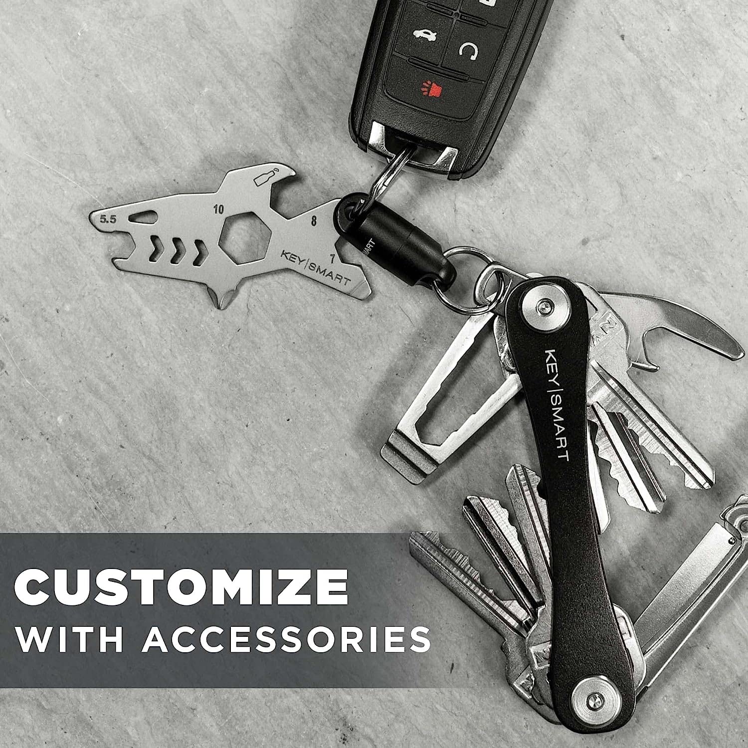 Keysmart Extended - Compact Key Holder And Keychain Organizer (Up To 8 Keys, Black)