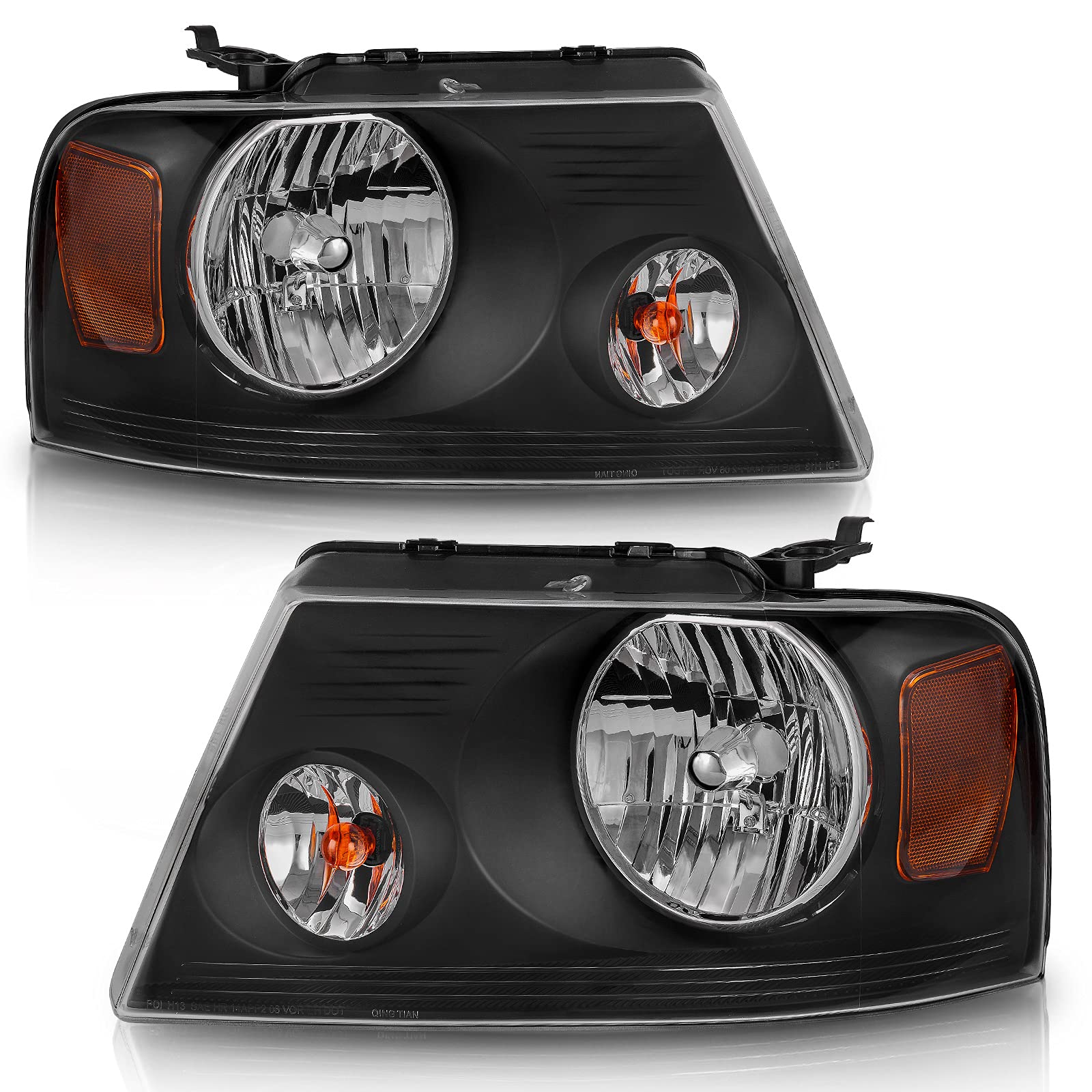 Autosaver88 Headlight Assembly Compatible With 97-03 Ford F-150/97-02 Ford Expedition Pickup Headlamp Replacement Chrome Housing