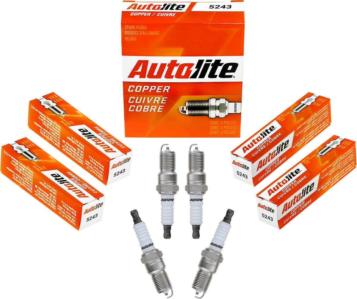 Autolite 5243 Copper Resistor Automotive Replacement Spark Plugs (4 Pack)