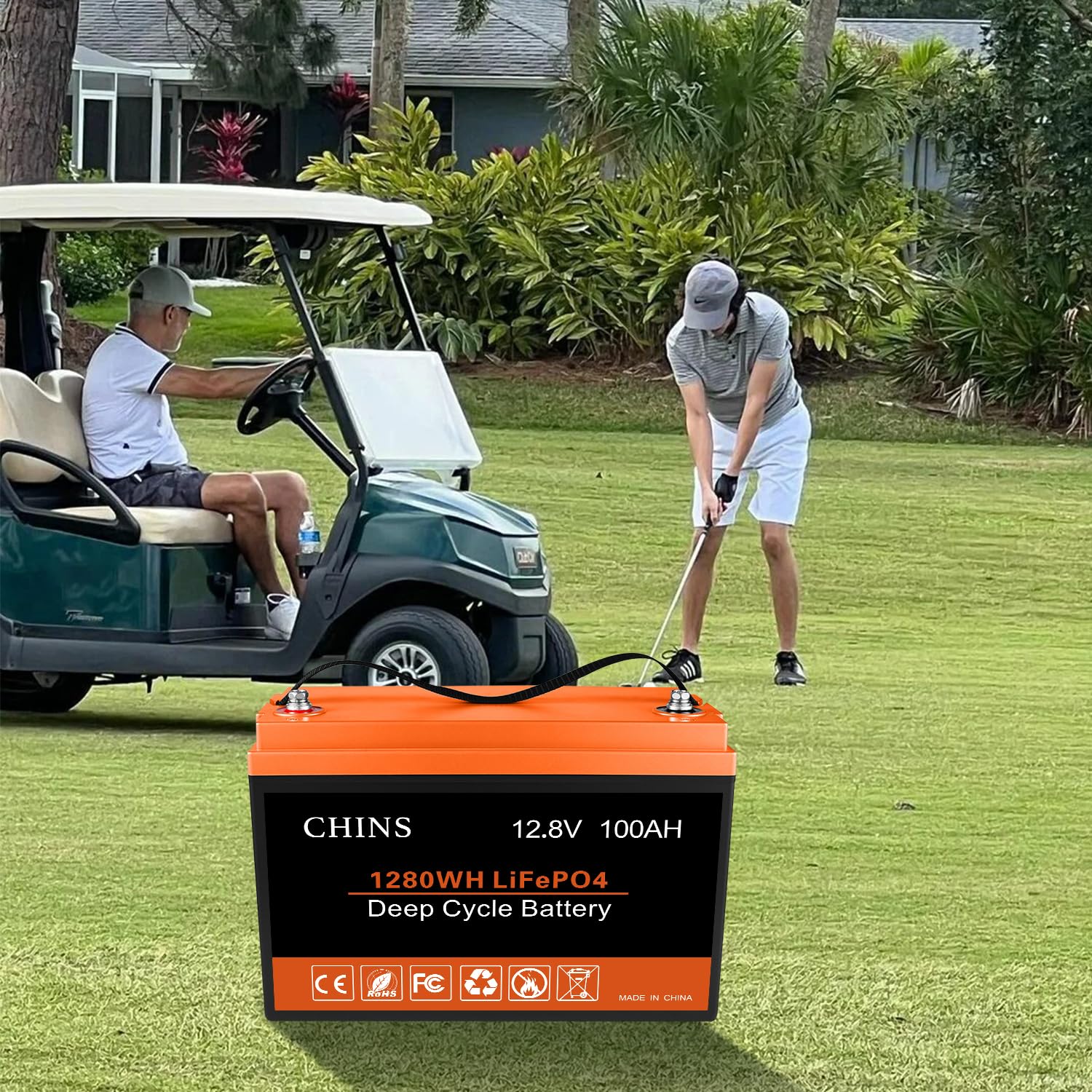 CHINS 12V 100AH LiFePO4 Lithium Battery - 100A BMS, Low-Temp Protection, Ideal for Solar, Marine, RV, Off-Grid, Model LAF