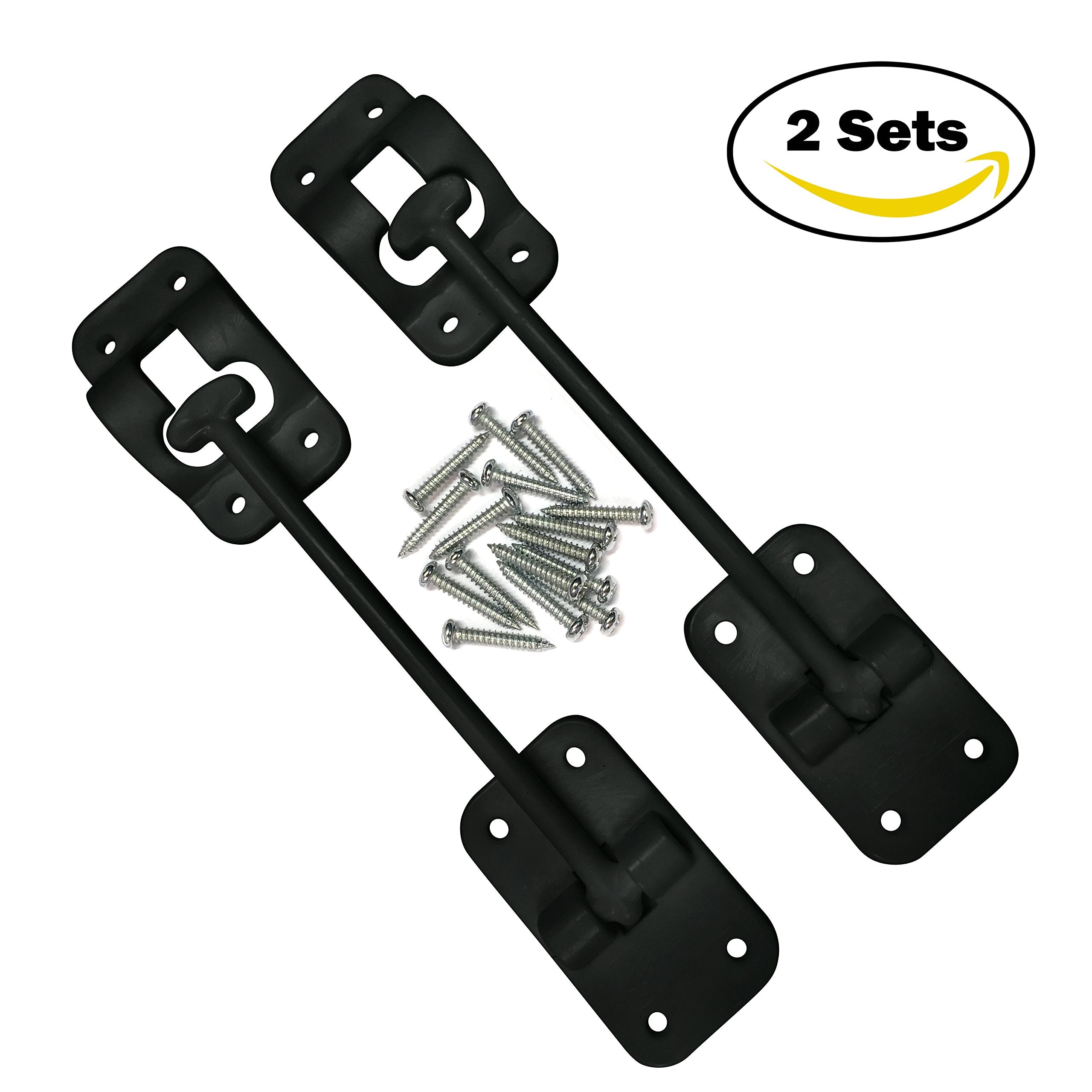 Camp'N T-Style 6 Door Latch-Holder-Catch With Hardware For Rv, Trailer, Camper, Motor Home, Cargo Trailer - Oem Replacement (Black 2-Piece)