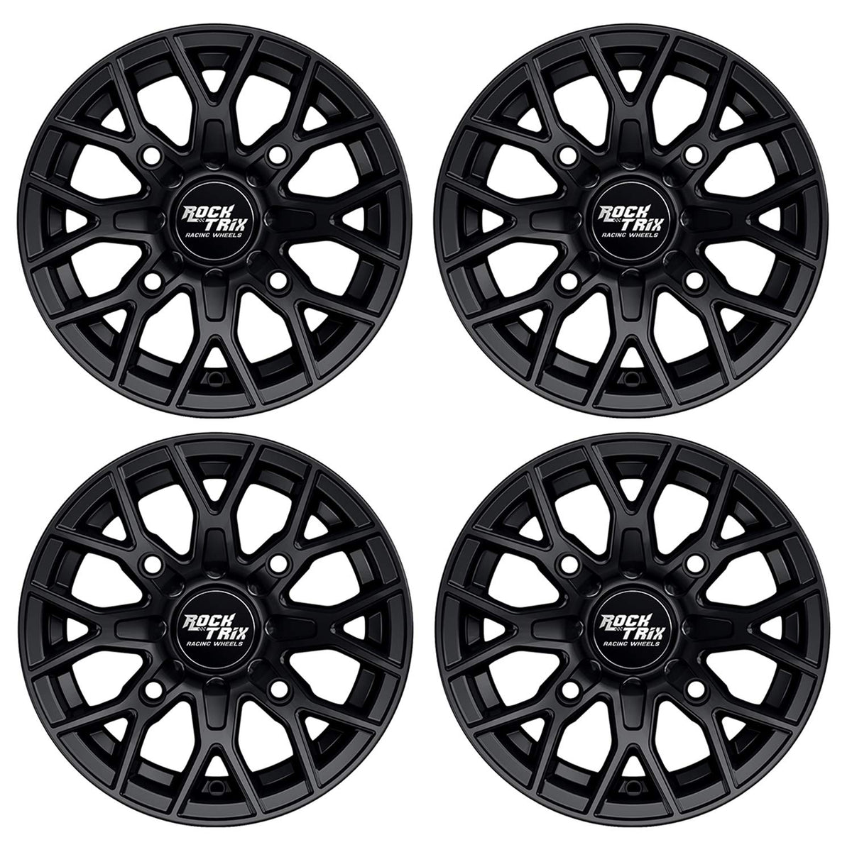 Rocktrix Rt104 4Pc 12In Atv Wheels 4X110 Rims, 12X7, 5+2 Offset, For Atv Utv With Irs (Independent Rear Suspension), Compatible With Bombardier Honda Kawasaki Yamaha Suzuki 4/110 (Set Of 4)