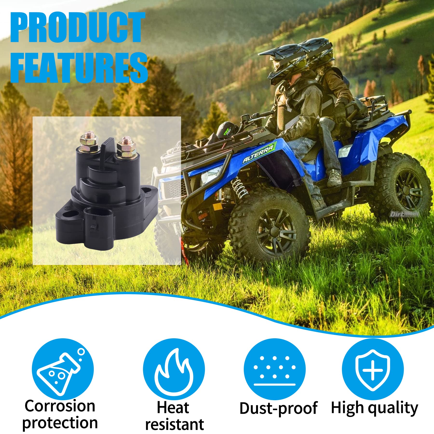 Jingke Starter Solenoid Relay Switch 12 Volt 2-Terminal Fit For Atv Solenoid Part For Arctic Cat 1000 400 450 500 550 650 700 Atv Solenoid Part Replace For 0445-058 0445-036