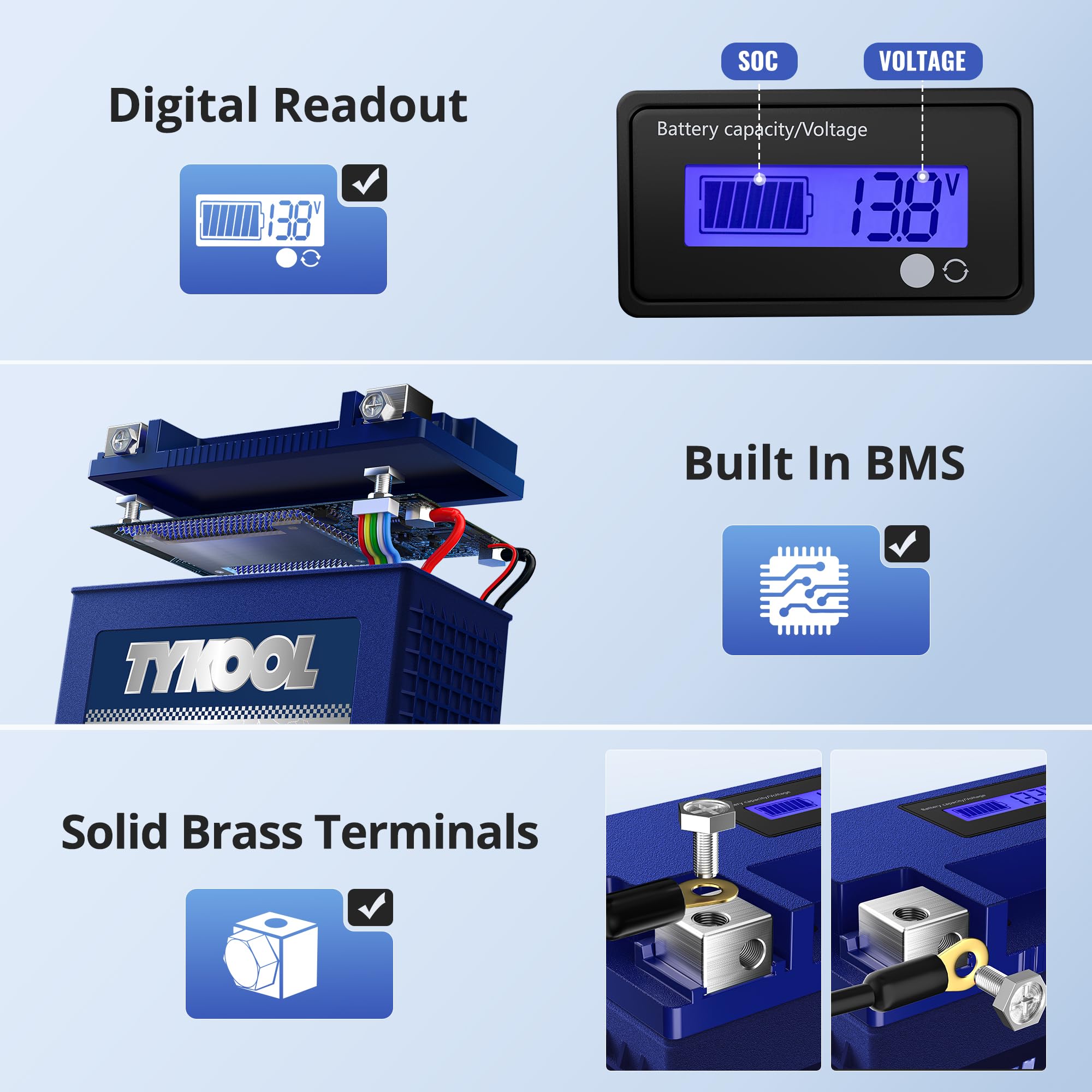Ytx20-Bs/Ytx20H-Bs/Gyz20H Lithium Lifepo4 Motorcycle Battery, 600Cca,12Ah,Built In Bms, Powersports Battery,For Atv,Utv,Jet Ski,