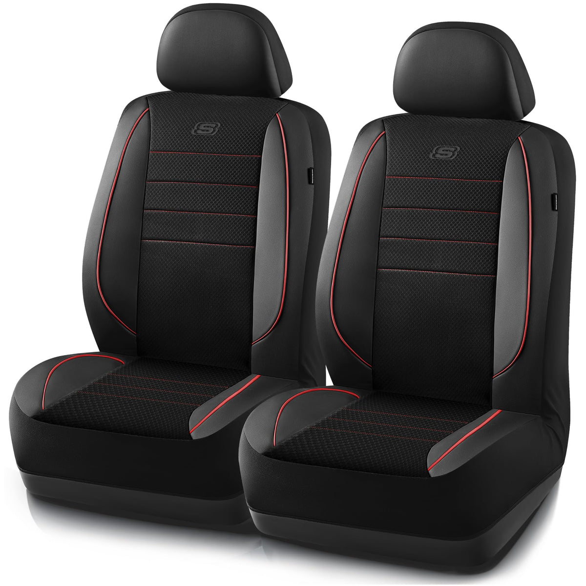 Skechers Memory Foam Seat Covers,Air Cool Mesh Thick Car Seat Covers,Leather Piping Two FrontTwo Front,Airbag Compatible,Automot