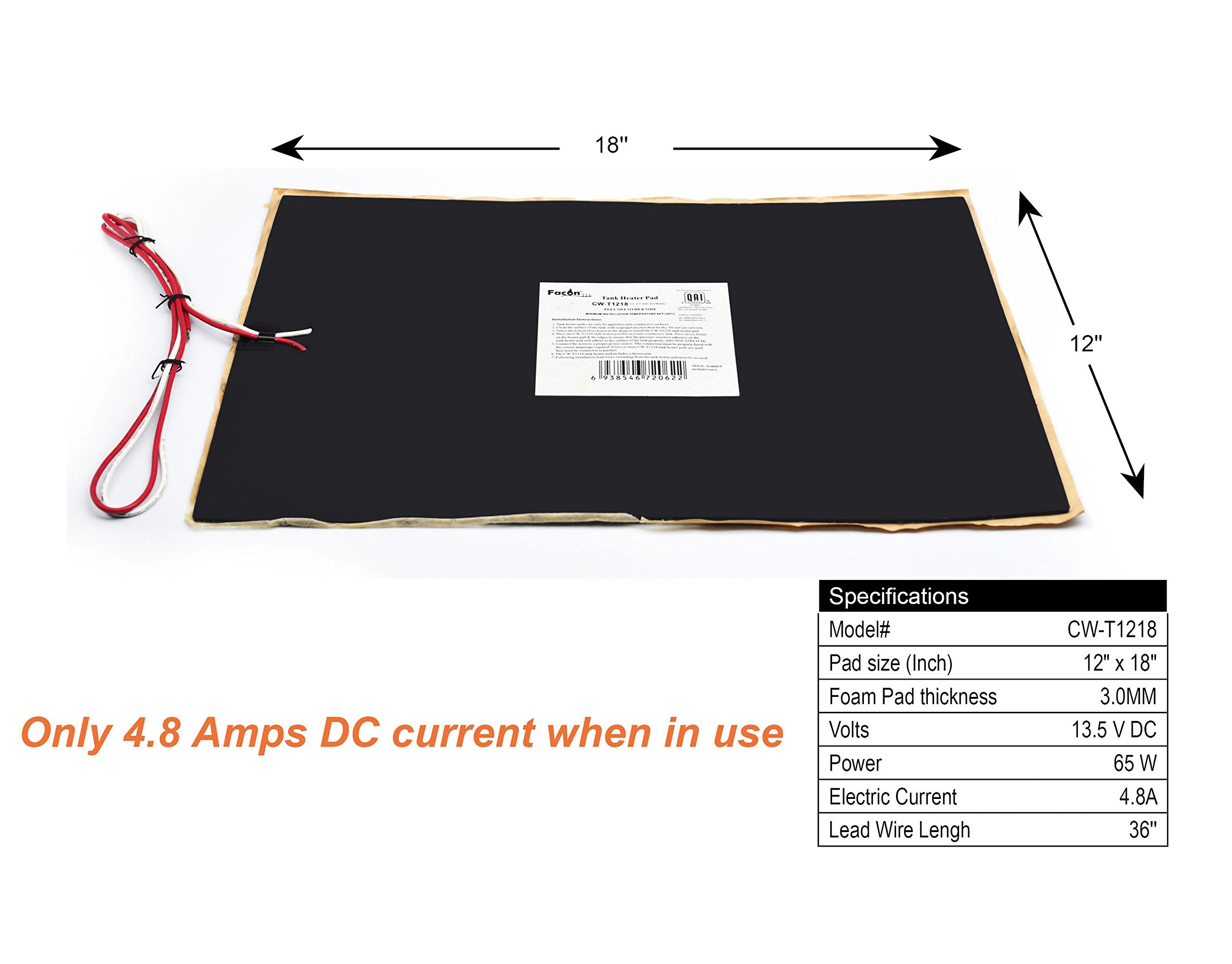 Facon 12' X 18' Rv Camper Trailer Water Holding Tank Heater Pad With Automatic Thermostat Control 13.5V Dc(Pack Of 2)
