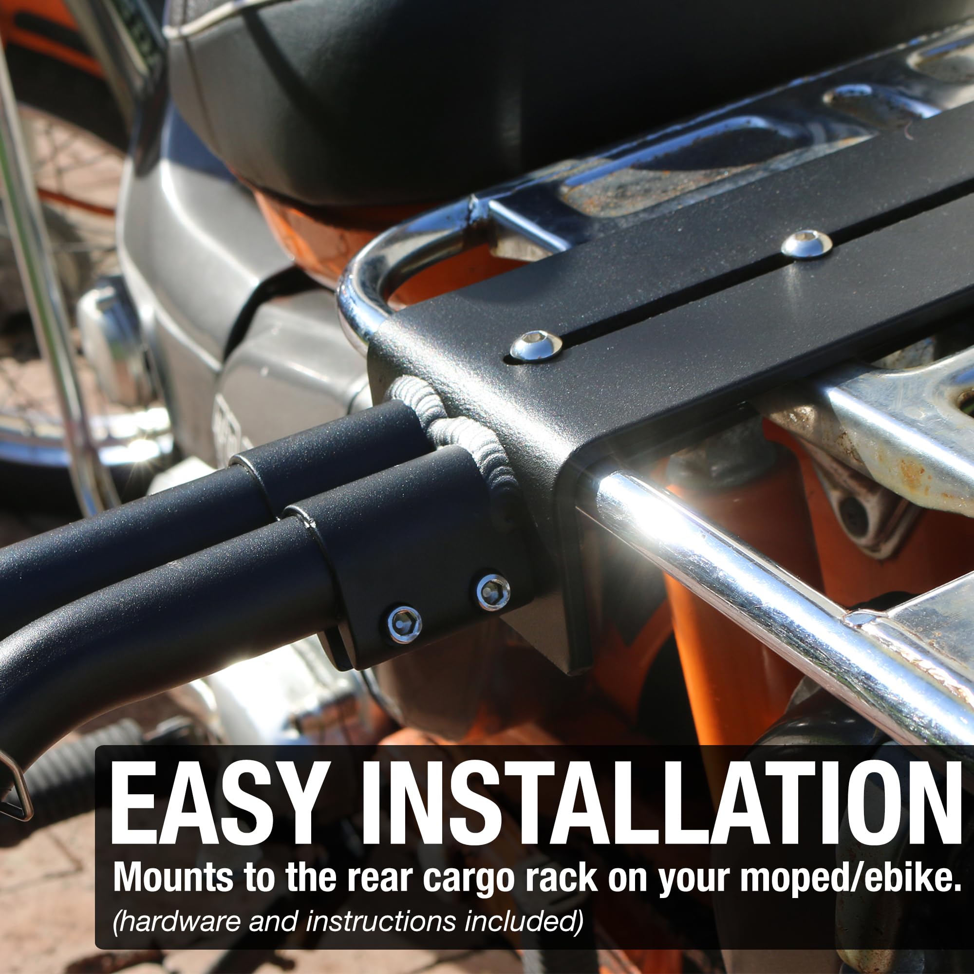 Scooter/Moped/eBike Surfboard Rack - Easy Install for Most Scooters - Less Gas, Easy Parking - for Surf Boards 8 Feet or Shorter