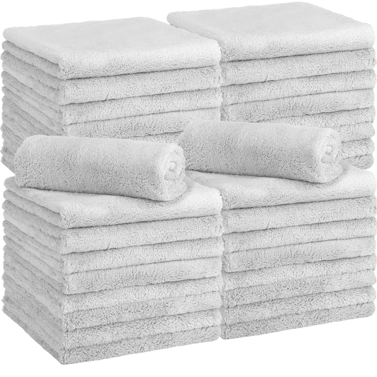 Shimeyao 30 Pcs 16 x 16 Inch Edgeless Microfiber Plush Towels for Cars Detailing Drying Wash Polishing Absorbent Cleaning Cloths