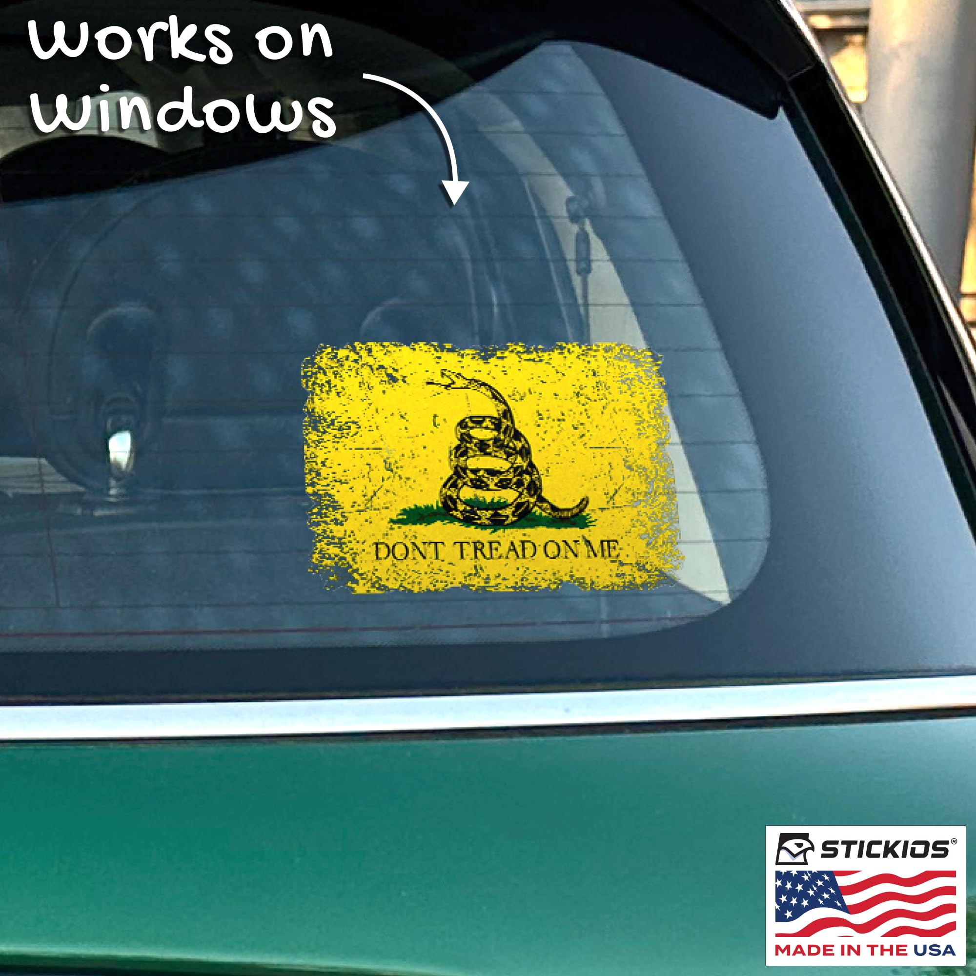 Stickios Dont Tread On Me Sticker - Gadsden Flag Stickers For Cars, Trucks, Windows - Patriotic American Flag Decal - Tattered Y