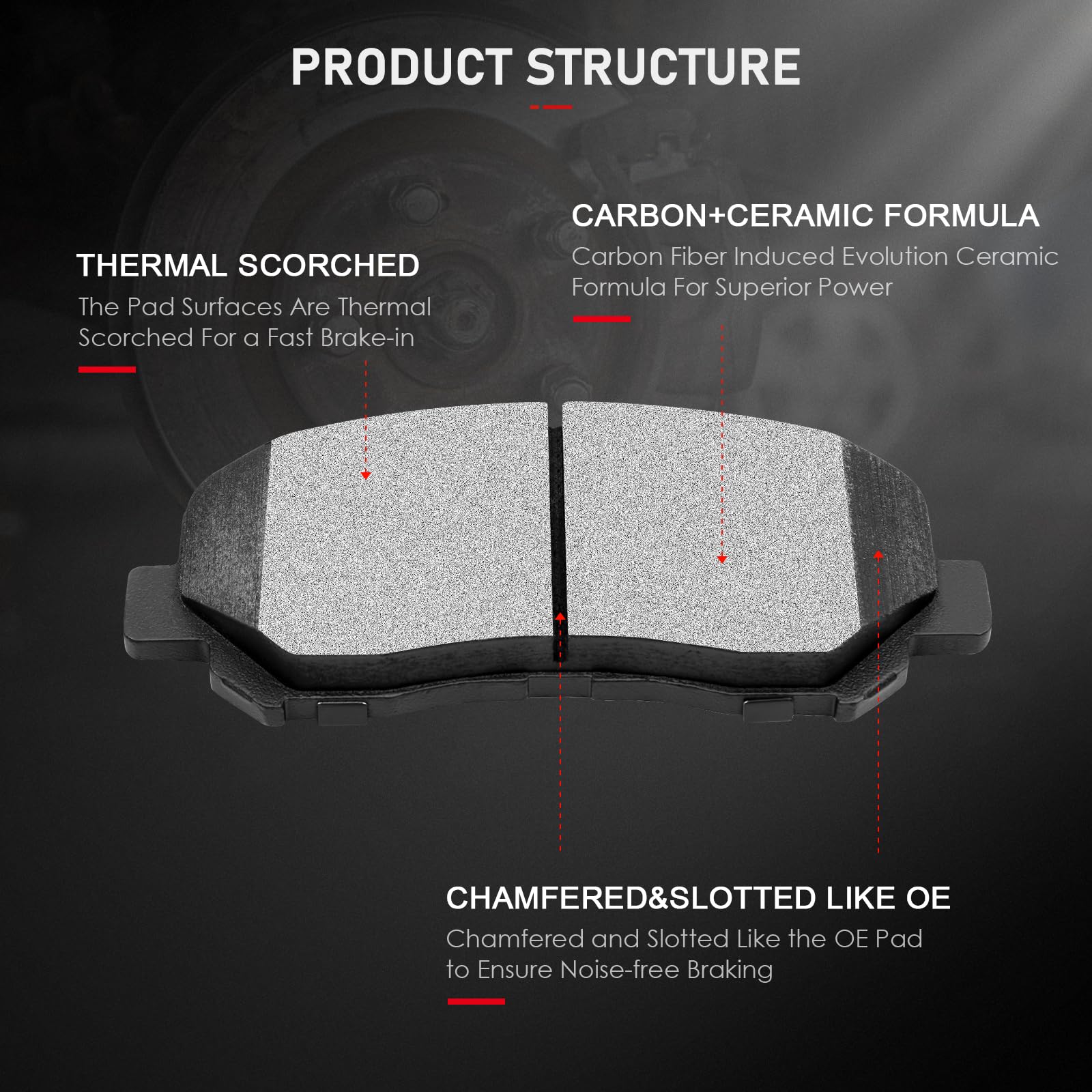 Cciyu D1623 4Pcs Front Ceramic Brake Pads Kits 2015-2016 For Chrysler 200,2013-2016 For Dodge Dart