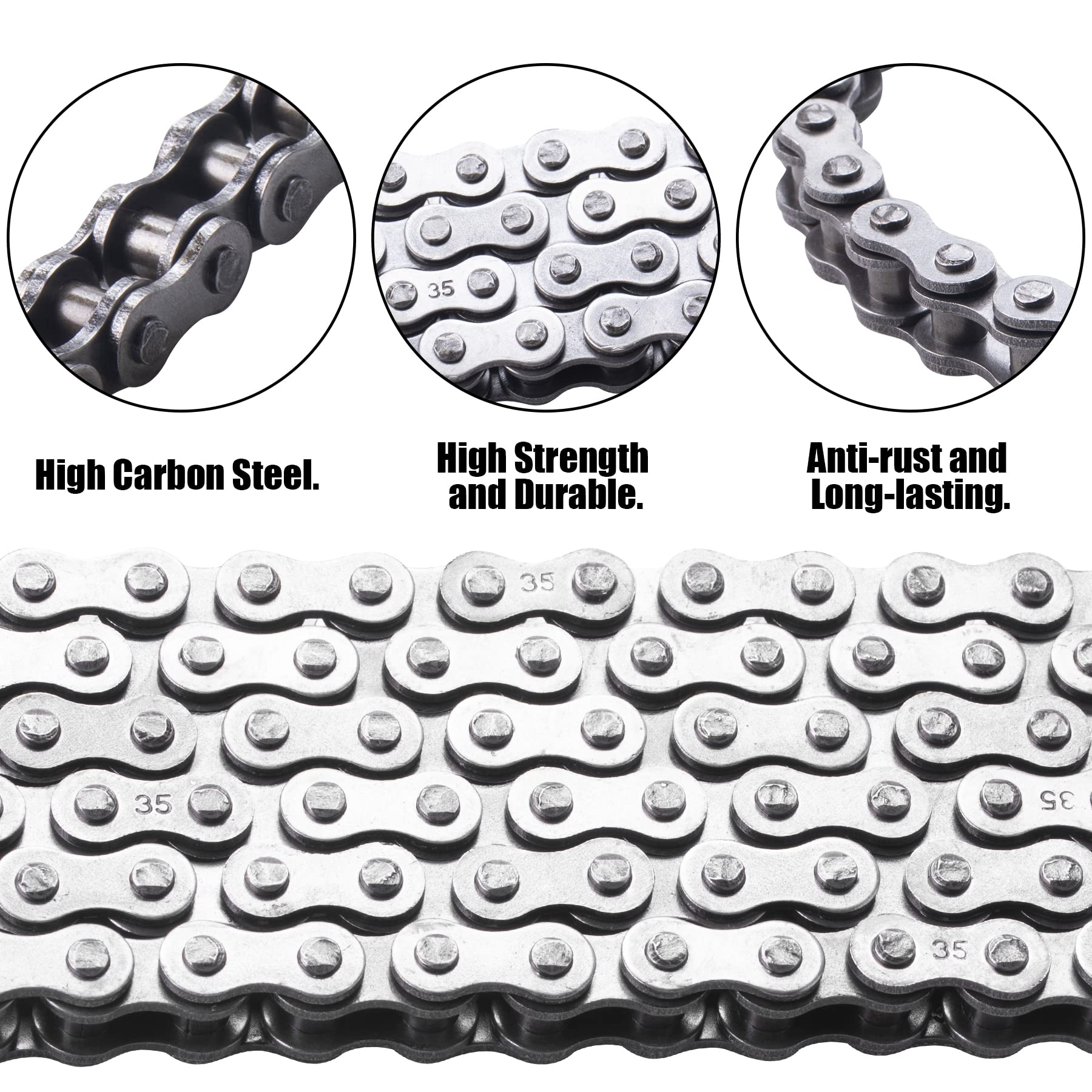 Cncmotok 35 Roller Chain 140 Link+ Chain Breaker, Fit For Coleman Ct200U Cc100X Baja Doodle Bug Blitz Dirt Bug Racer Motor Sports Db30 Harbor Freight Predator 212Cc Go Kart Cart Motovox Mini Bike