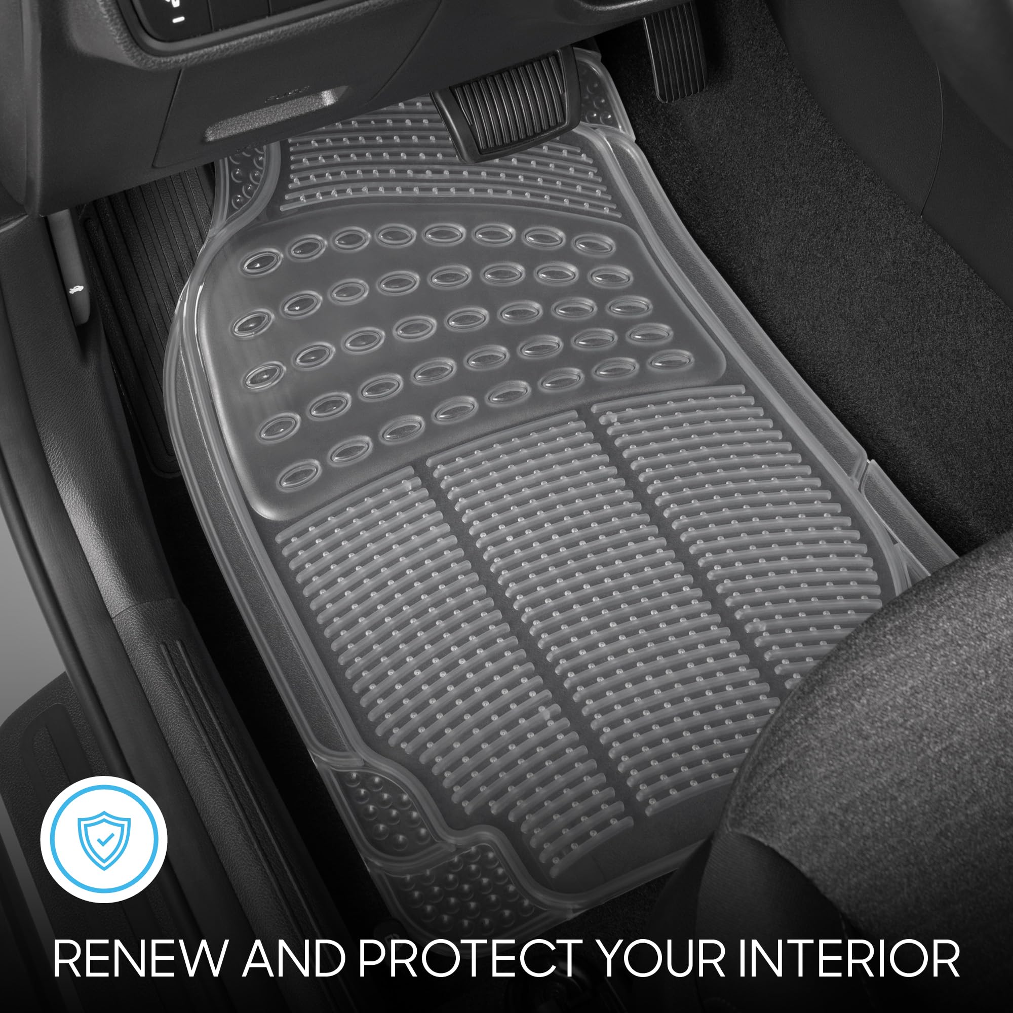 Bdk 4-Piece Rubber Transparent Clear Floor Mats Heavy Duty For Front & Rear Car Truck Van Suv, All Weather Protection, Universal