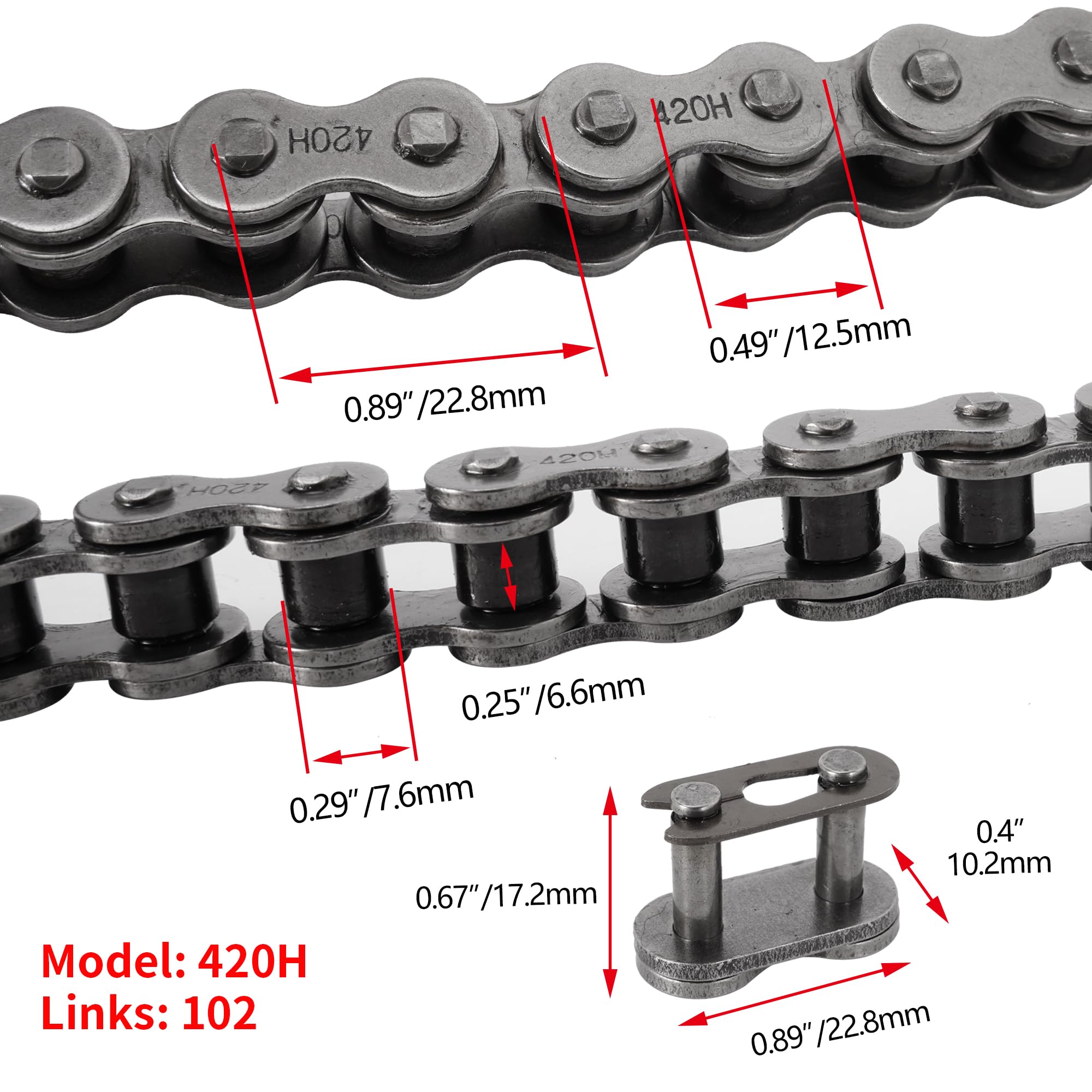 Rutu 420 Chain Master Link 102 Links 420 Drive Roller Chain For Xr50 Crf50 Crf70 Pw80 50Cc 70Cc 90Cc 110Cc 125Cc Motorcycle Dirt